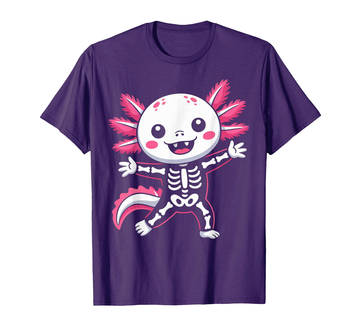 Cute Axolotl Skeleton Costume Kawaii Halloween T-Shirt