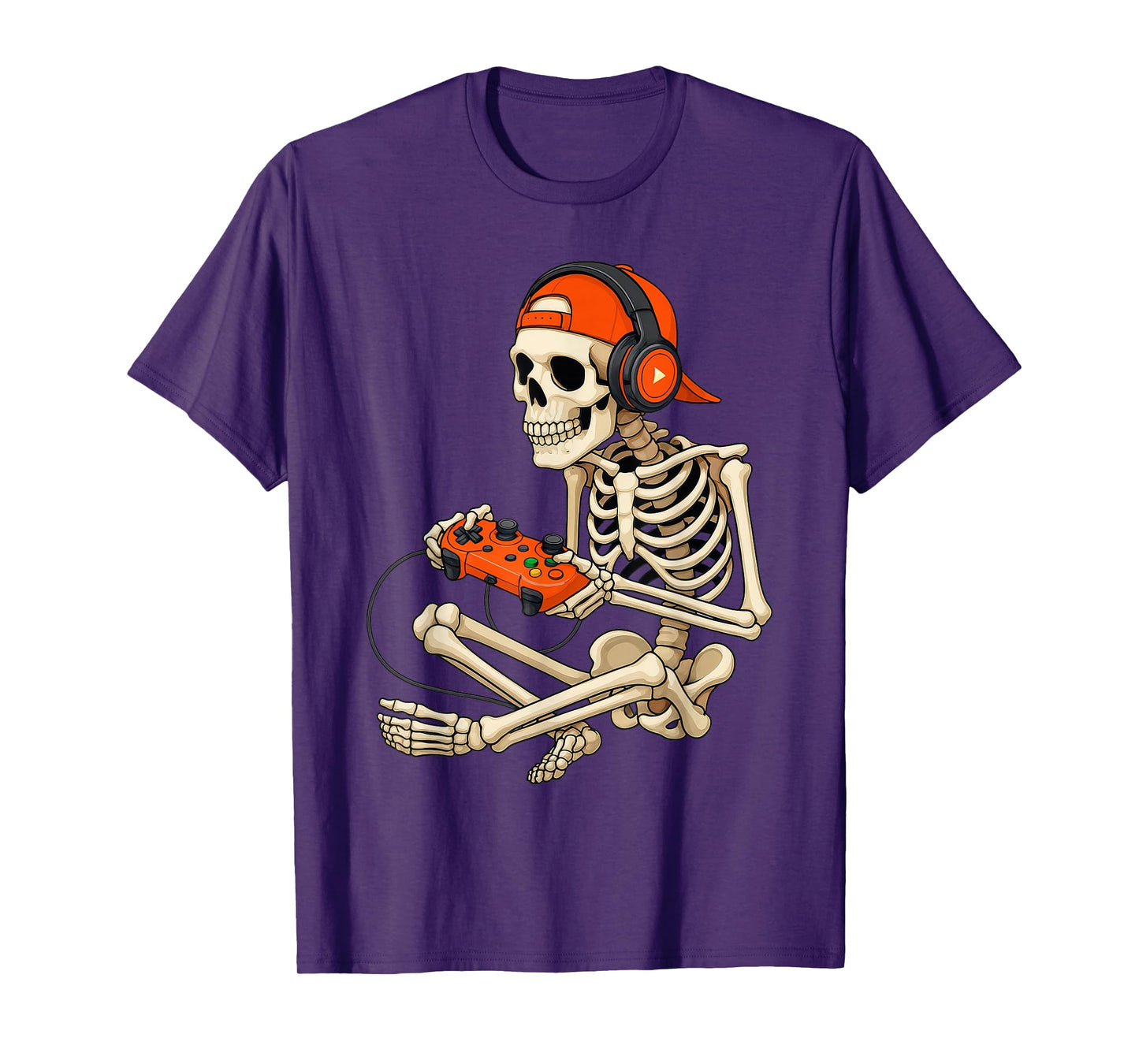 Halloween Skeleton Gamer Video Gaming Boys Men Kids Tees T-Shirt