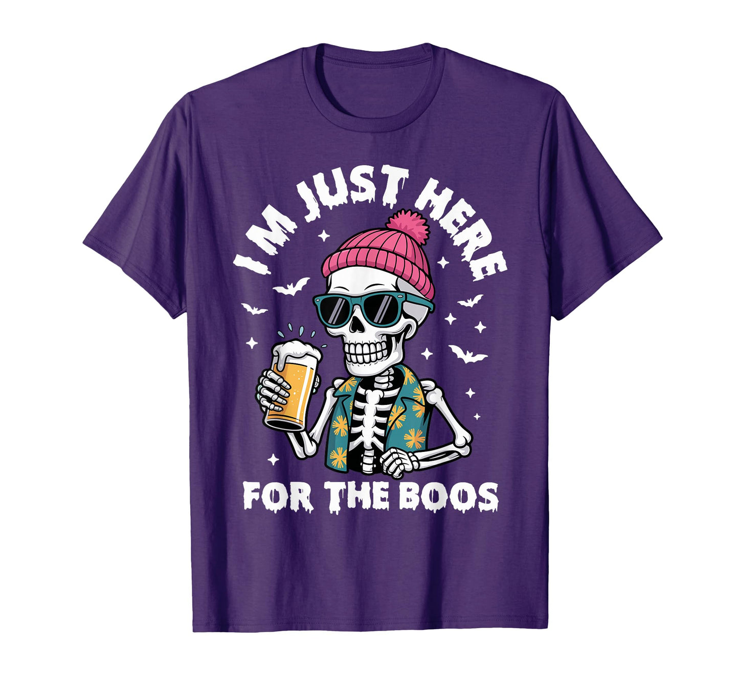 Funny Halloween I'm Just Here for The Boos Skeleton Costume T-Shirt