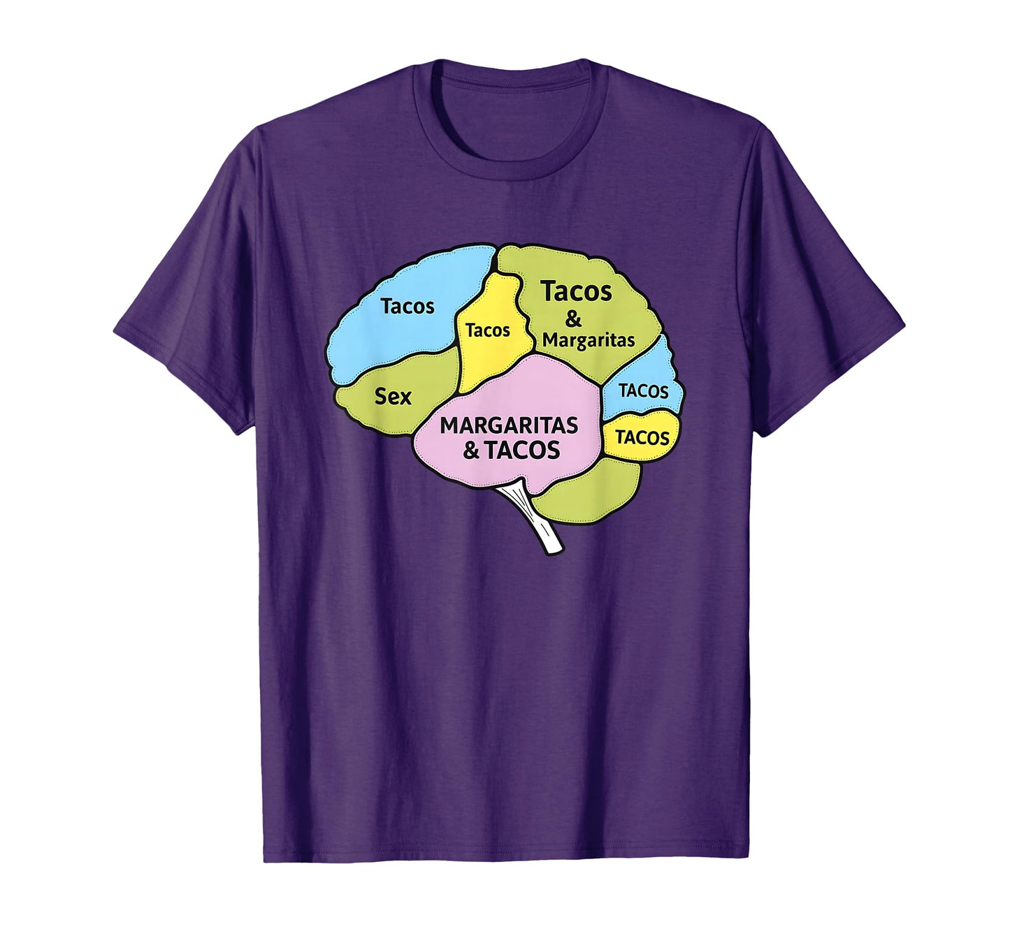 Brain Diagram Tacos Margaritas and Mexican Food Lover T-Shirt