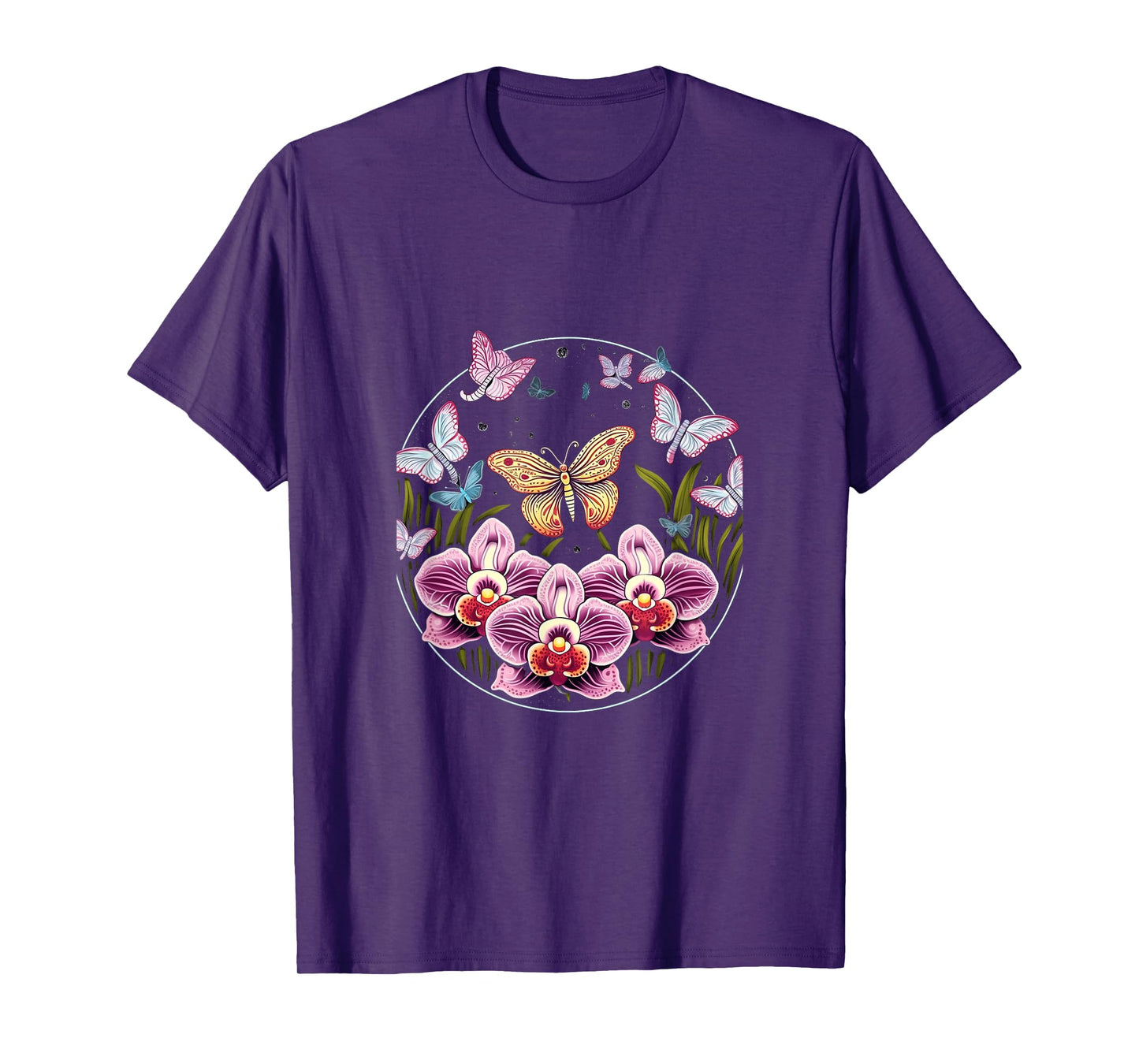 Orchids and Butterflies Butterfly Flower Orchid Plant Lovers T-Shirt