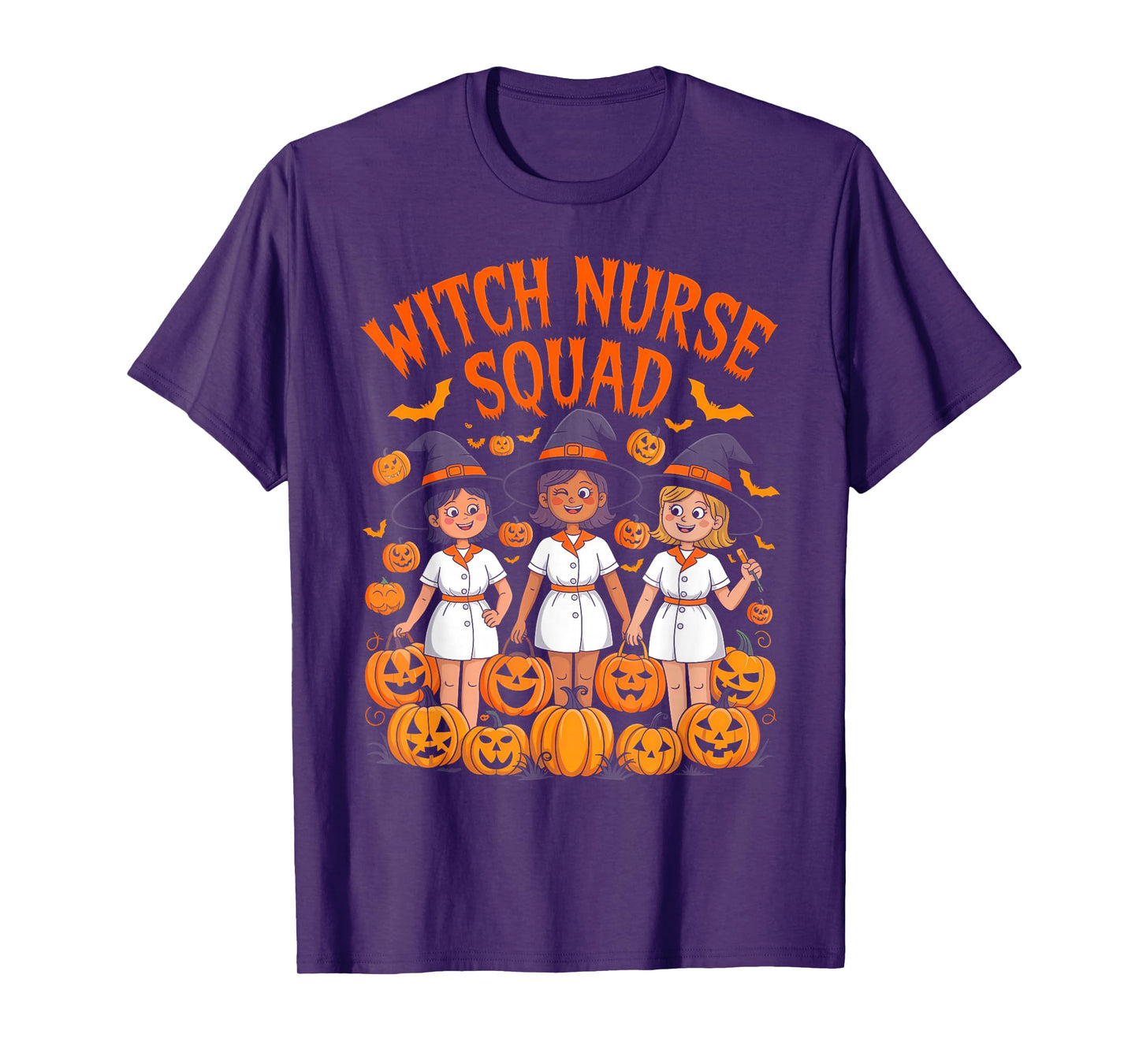 Witch Nurse Squad Funny Nurses Witches Pumpkins T-Shirt