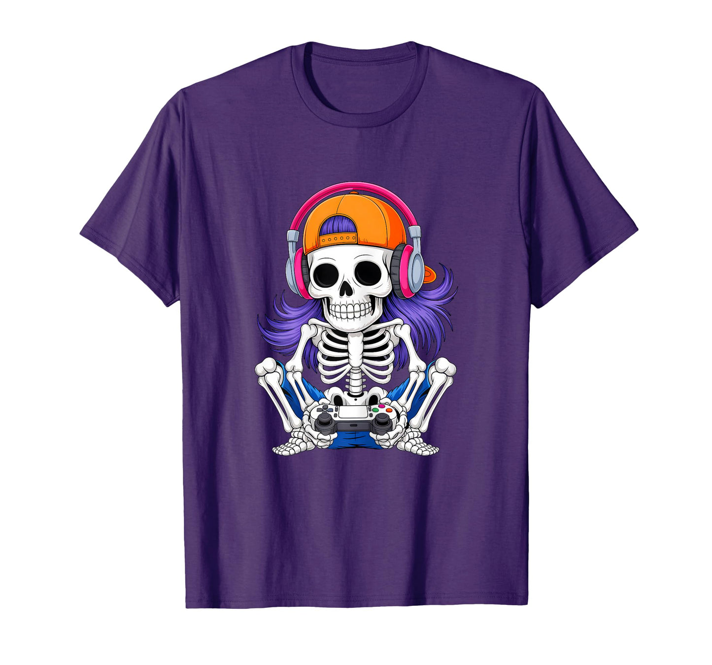 Funny Girls Halloween Skeleton Gamer Video Gaming Girl Women T-Shirt