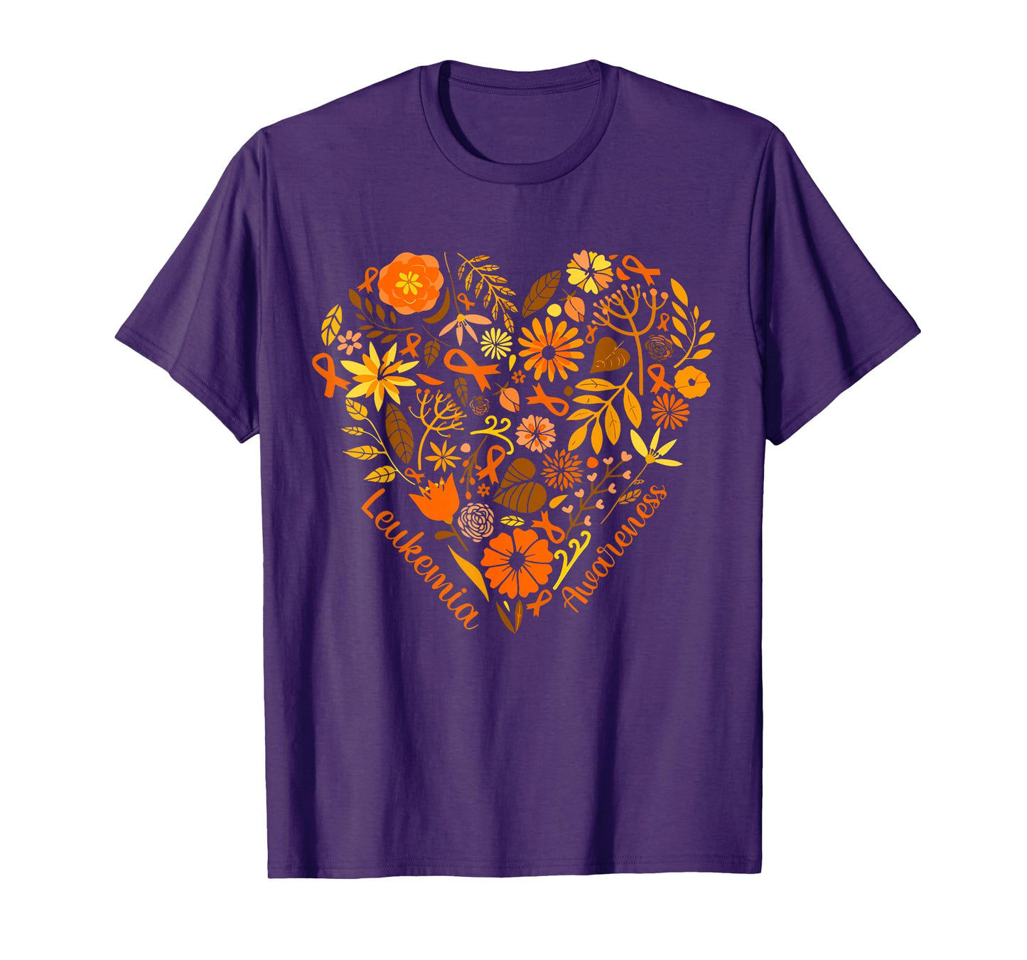 Wildflower Orange Ribbon Leukemia Awareness Childhood Cancer T-Shirt