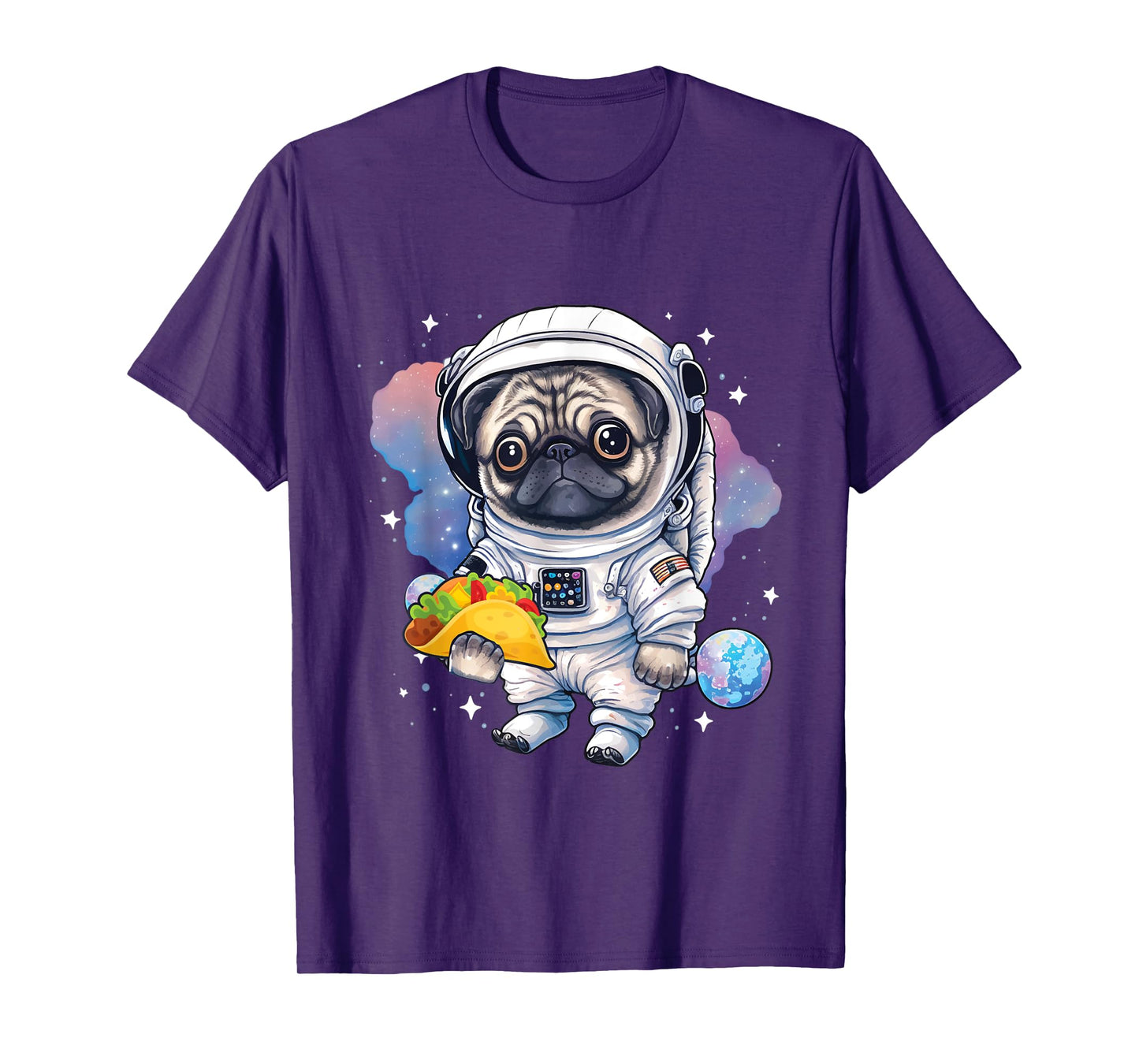 Astronaut Pug - Taco Lover Dog Owner Puppy Pet Trainer T-Shirt for Men Women Girls Kids
