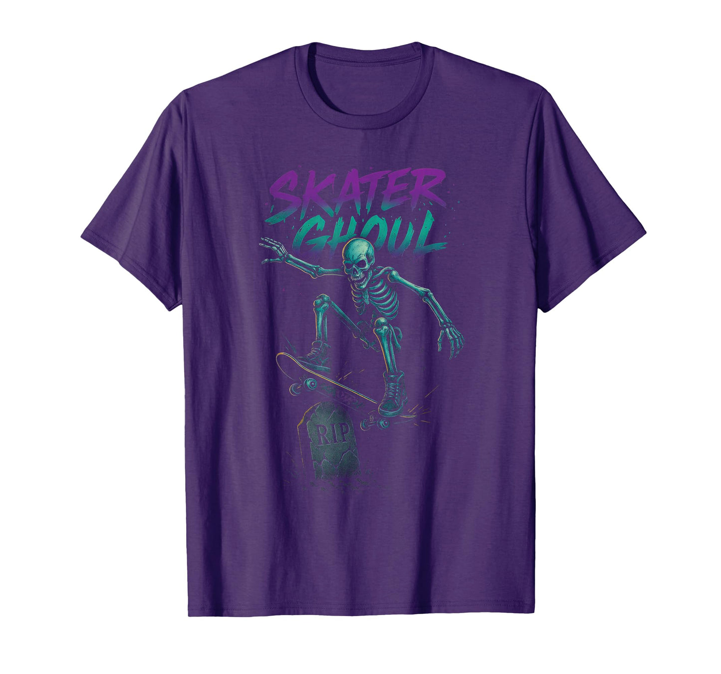 Skater Ghoul - Skeleton Skateboard Punk Halloween Tombstone T-Shirt