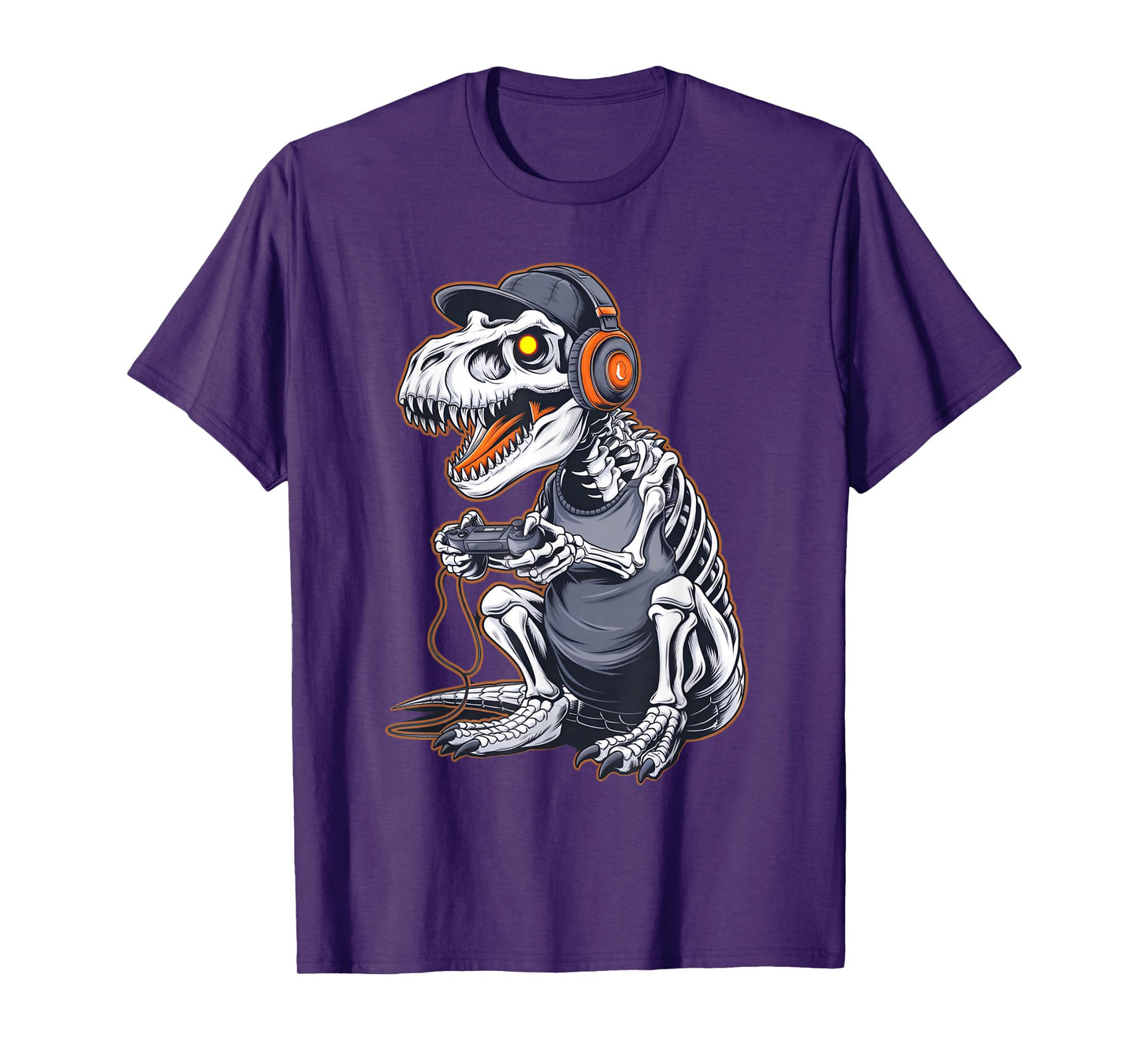 Halloween Skeleton Gamer Video Gaming T-Rex Dinosaur Gaming T-Shirt