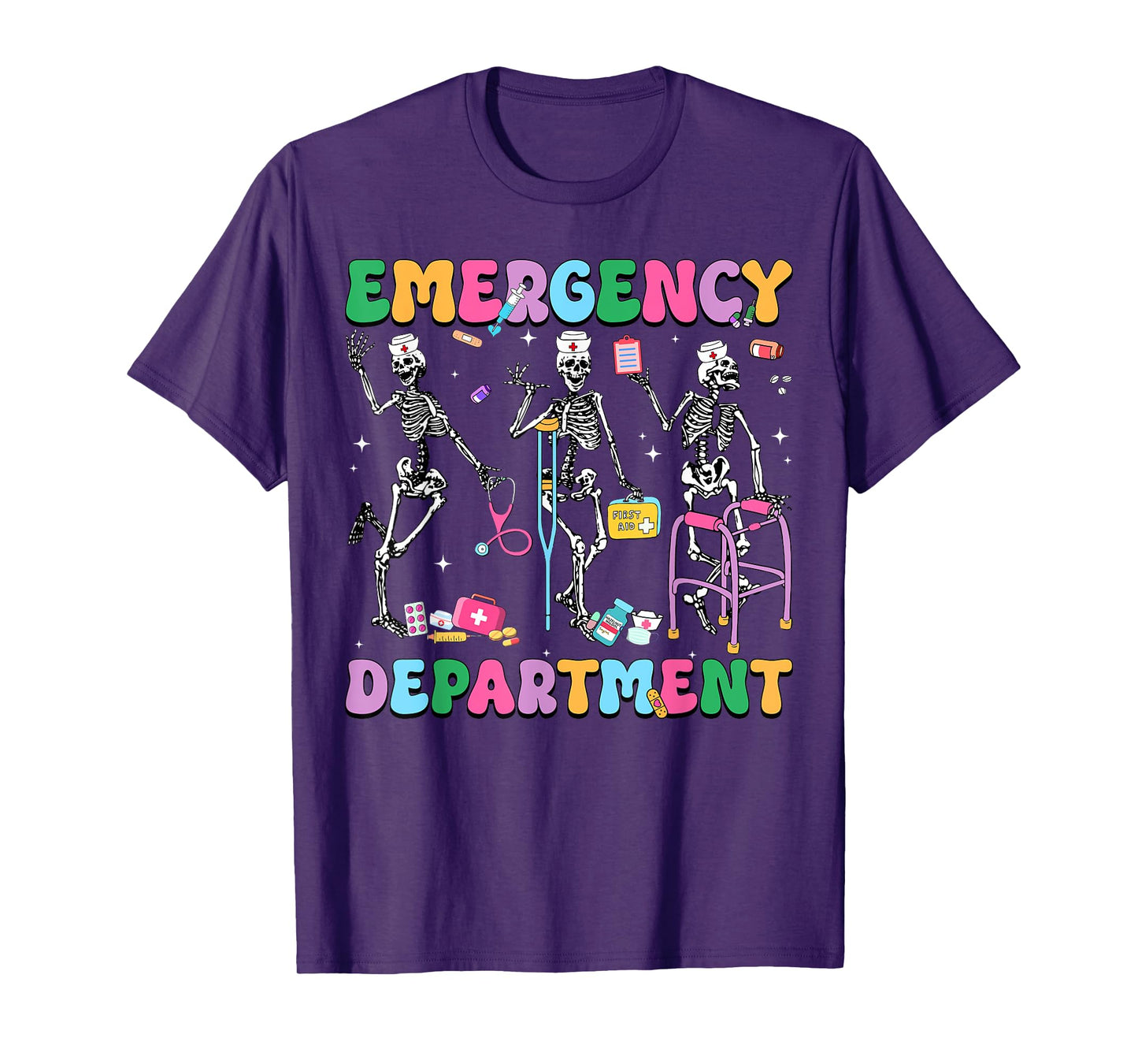 Groovy Er Nurse Funny Dancing Skeleton Emergency Department T-Shirt