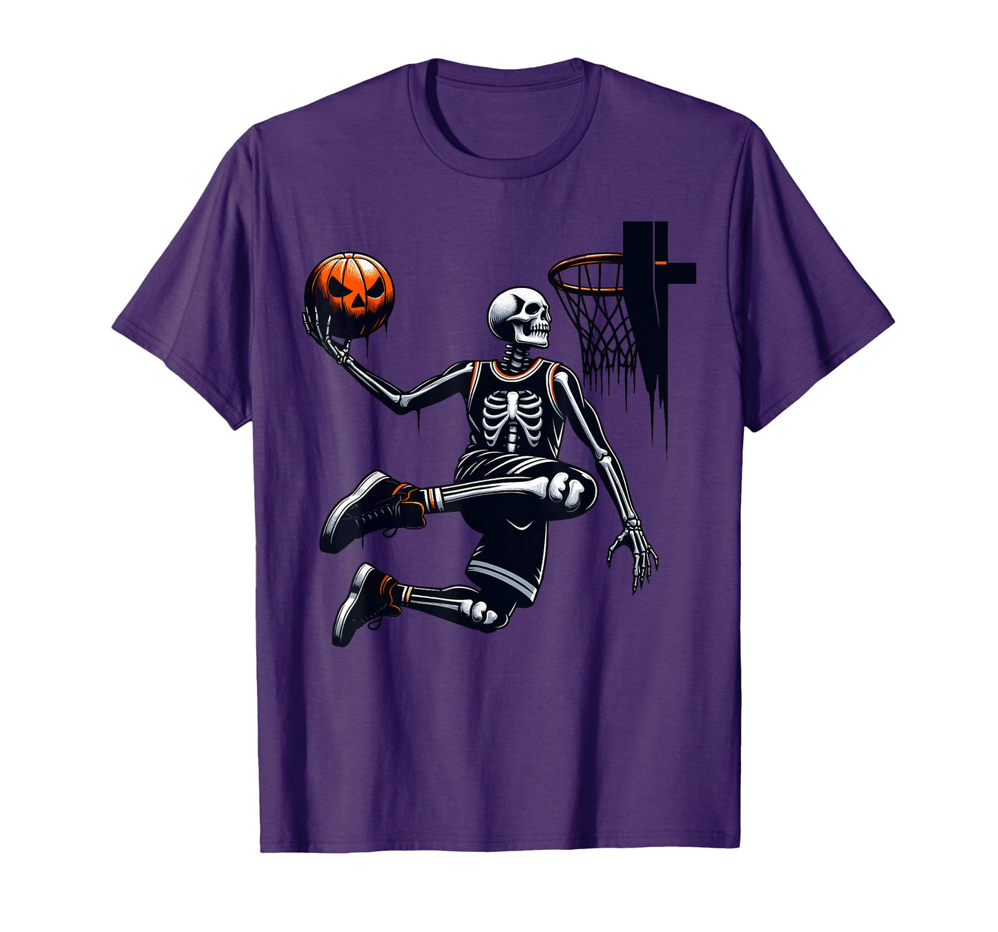 Skeleton Basketball Player Men Boys Scary for Halloween T-Shirt