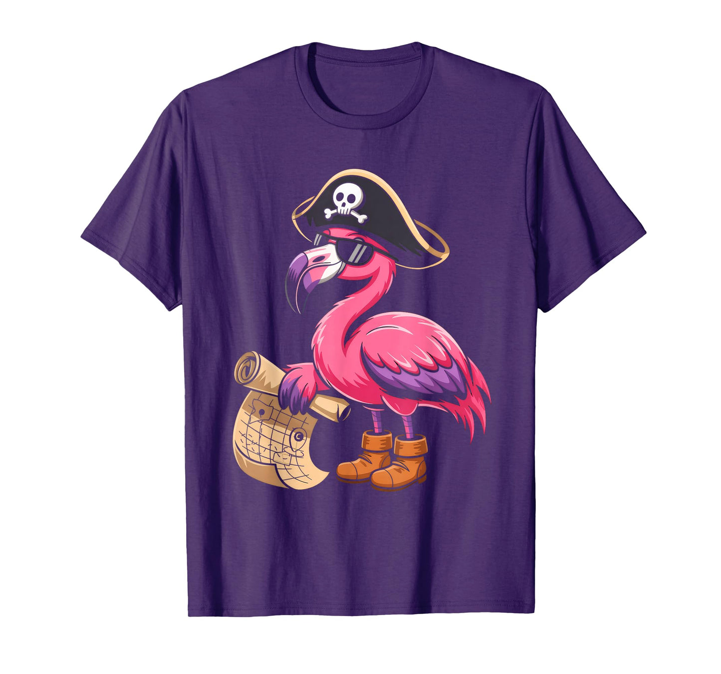 Pirate Pink Flamingo Halloween Costume Women Girls Kids T-Shirt