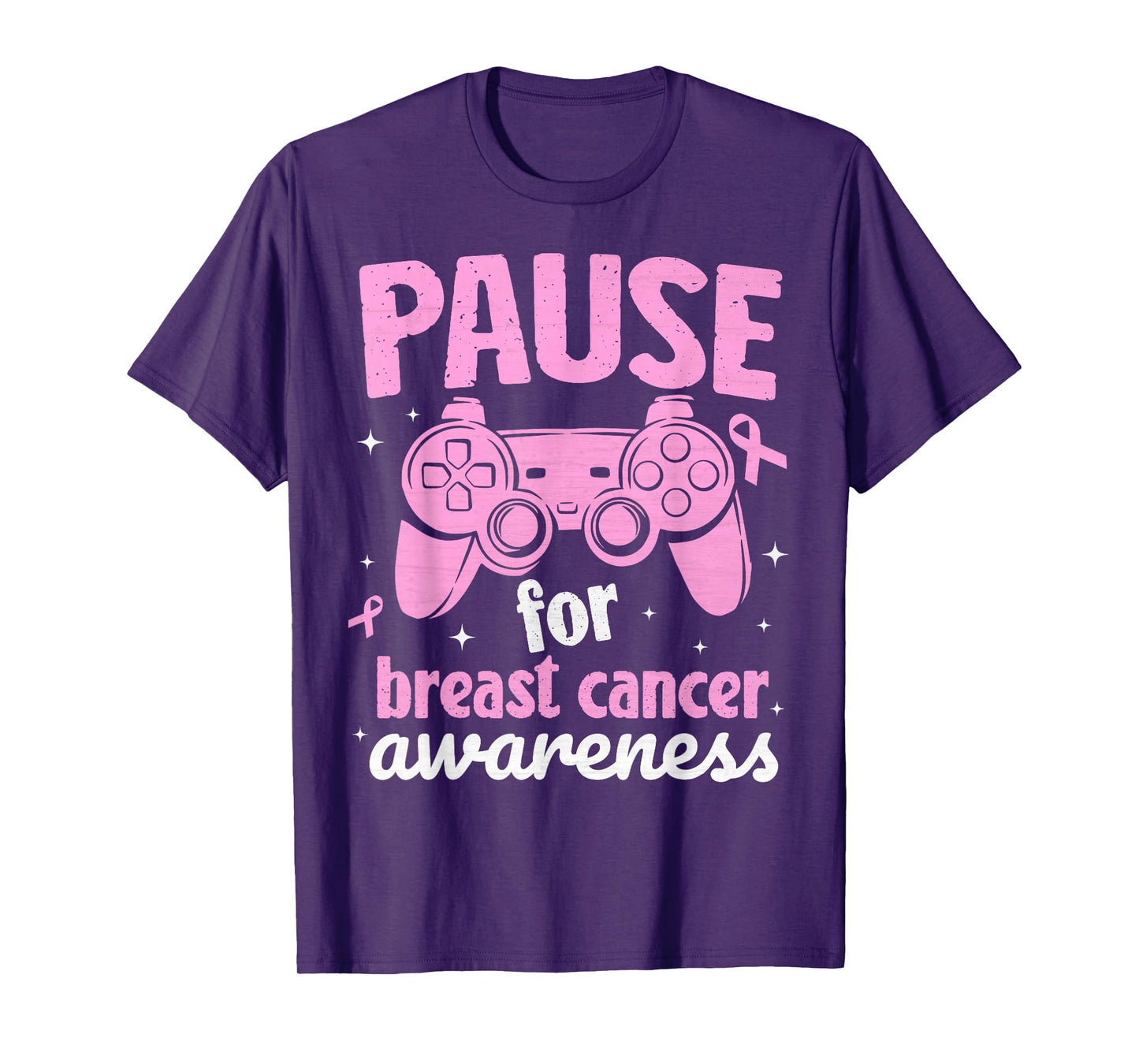 Pause For Breast Cancer Awareness Boys Gaming Kids Gamer T-Shirt