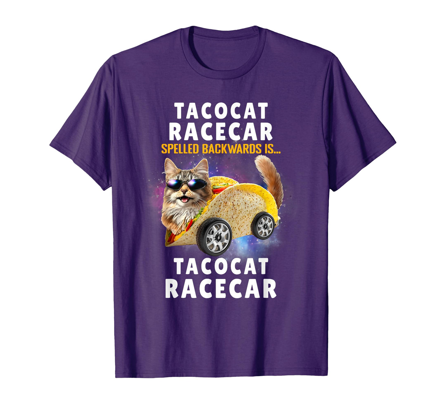 Tacocat Racecar Spelled Backwards Funny Mexican Car Taco Cat T-Shirt for Men Women Kids