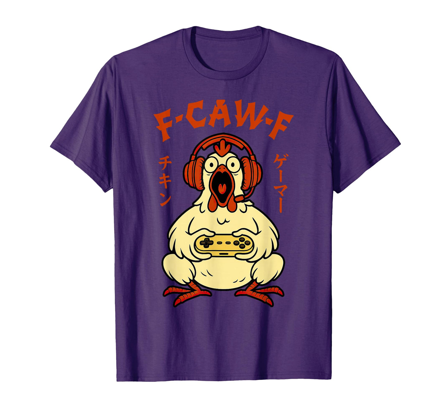 F-Caw-F Chicken Gamer Funny Graphic Tee Japanese Gaming Meme T-Shirt