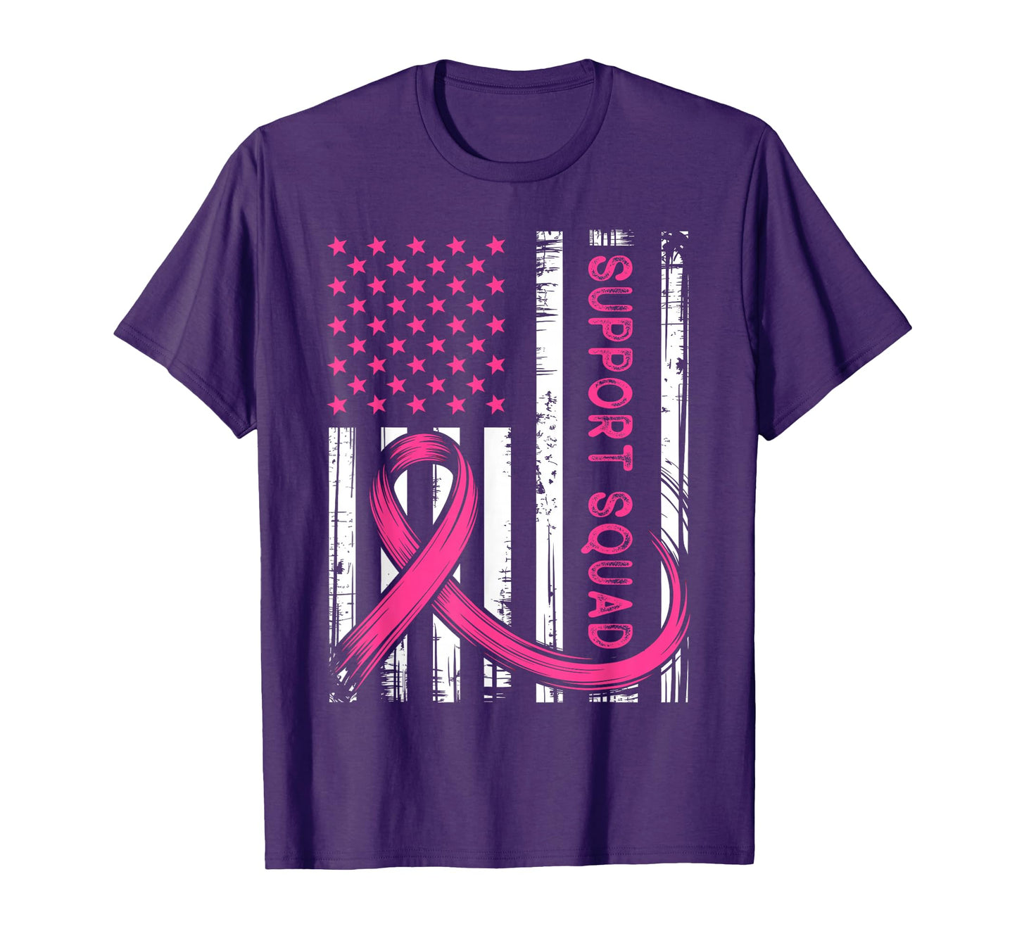 Support Squad in October We Wear Pink Ribbon Flag T-Shirt