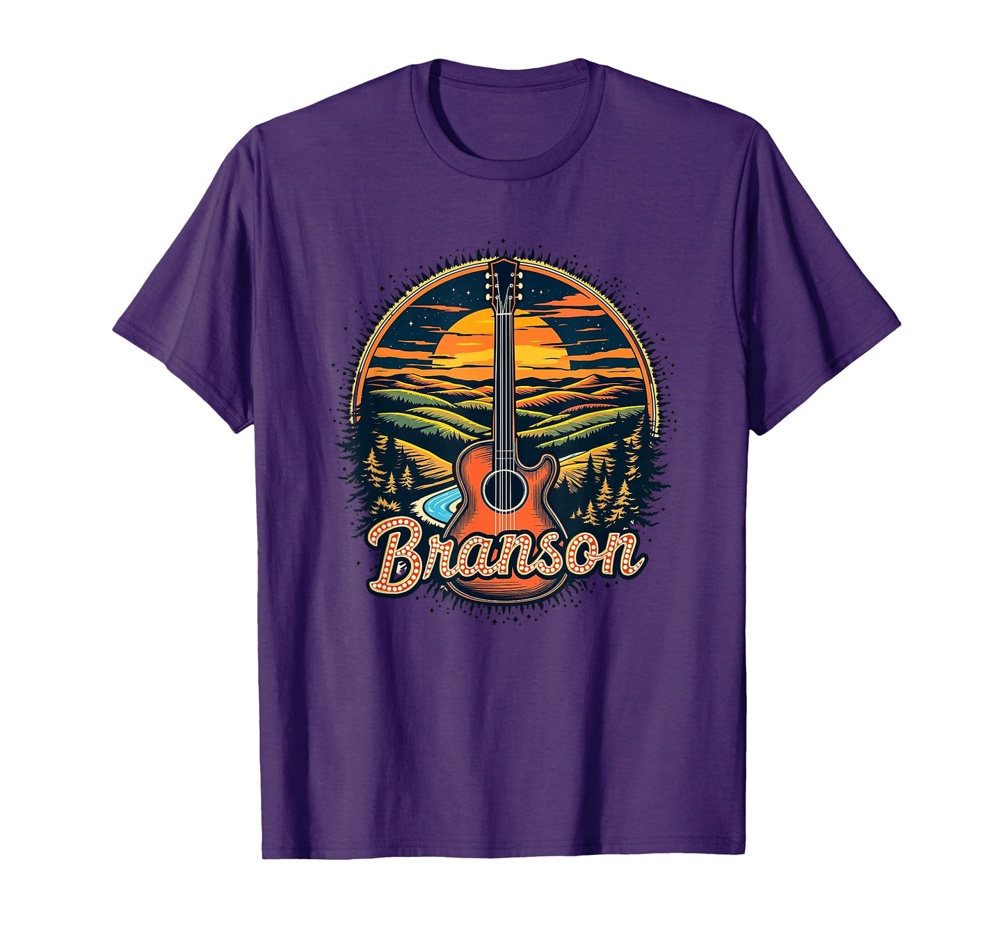Vintage Branson Missouri Sunset Nature Cityscape Retro T-Shirt