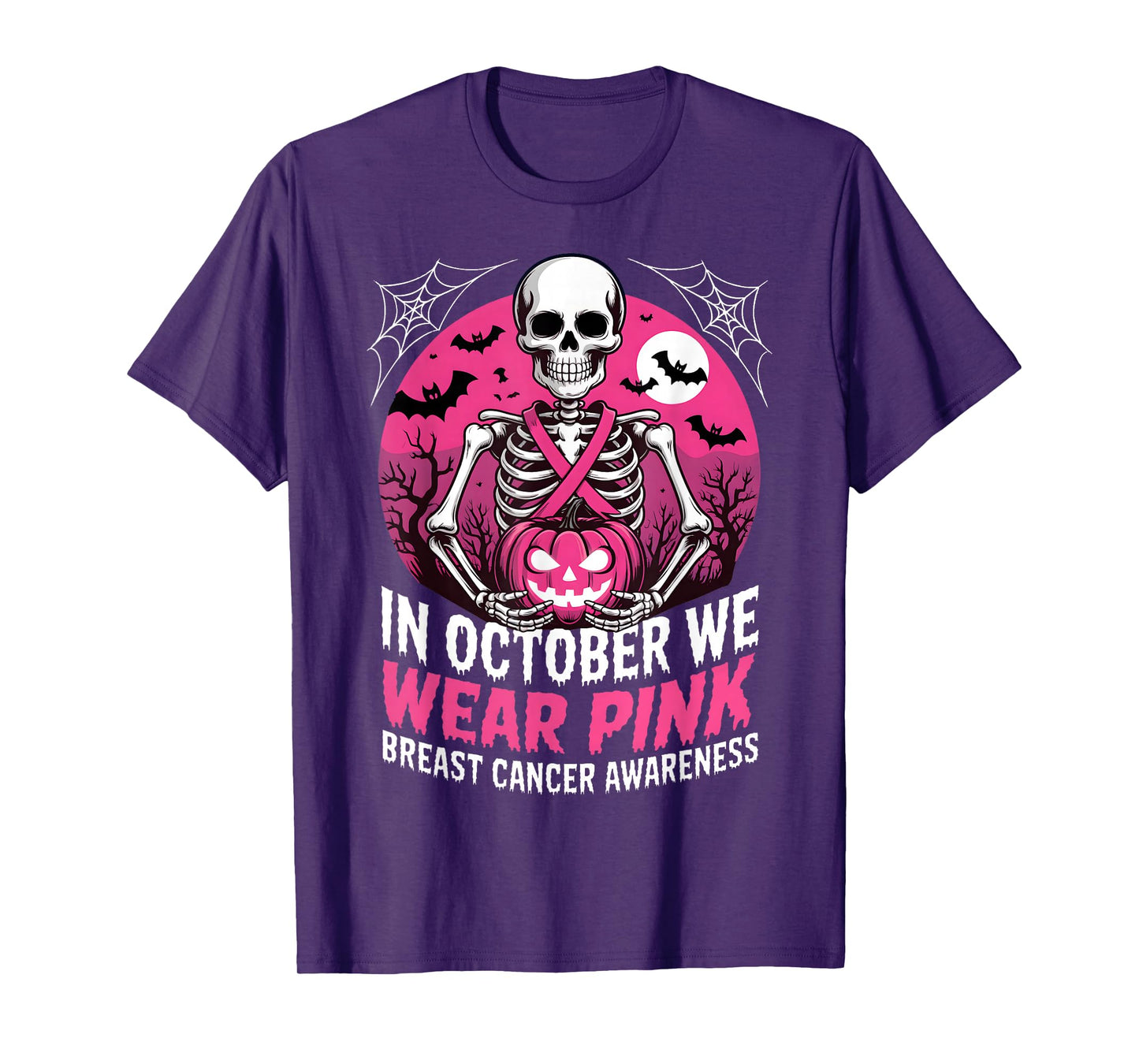 in October We Wear Pink Shirt Ghost Breast Cancer Awareness T-Shirt