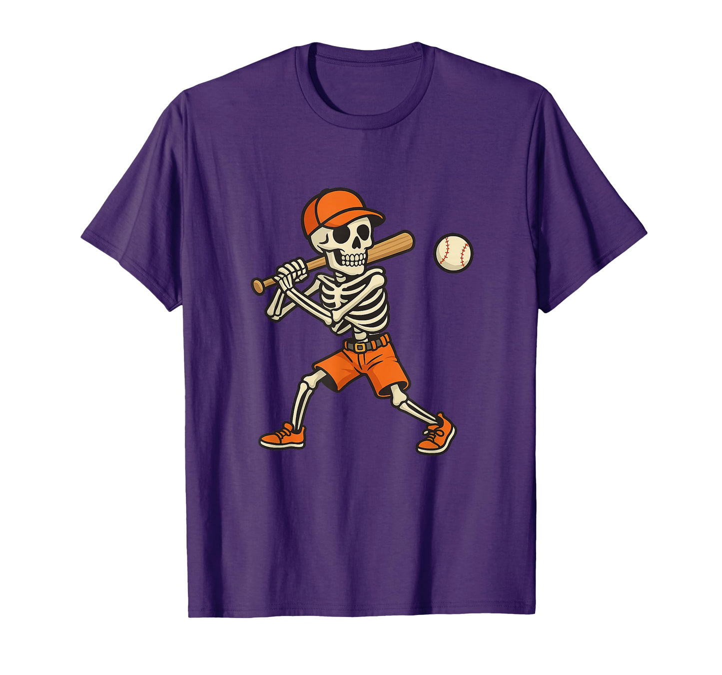 Halloween Baseball Skeleton Batter, Spooky Slugger Fall Ball T-Shirt