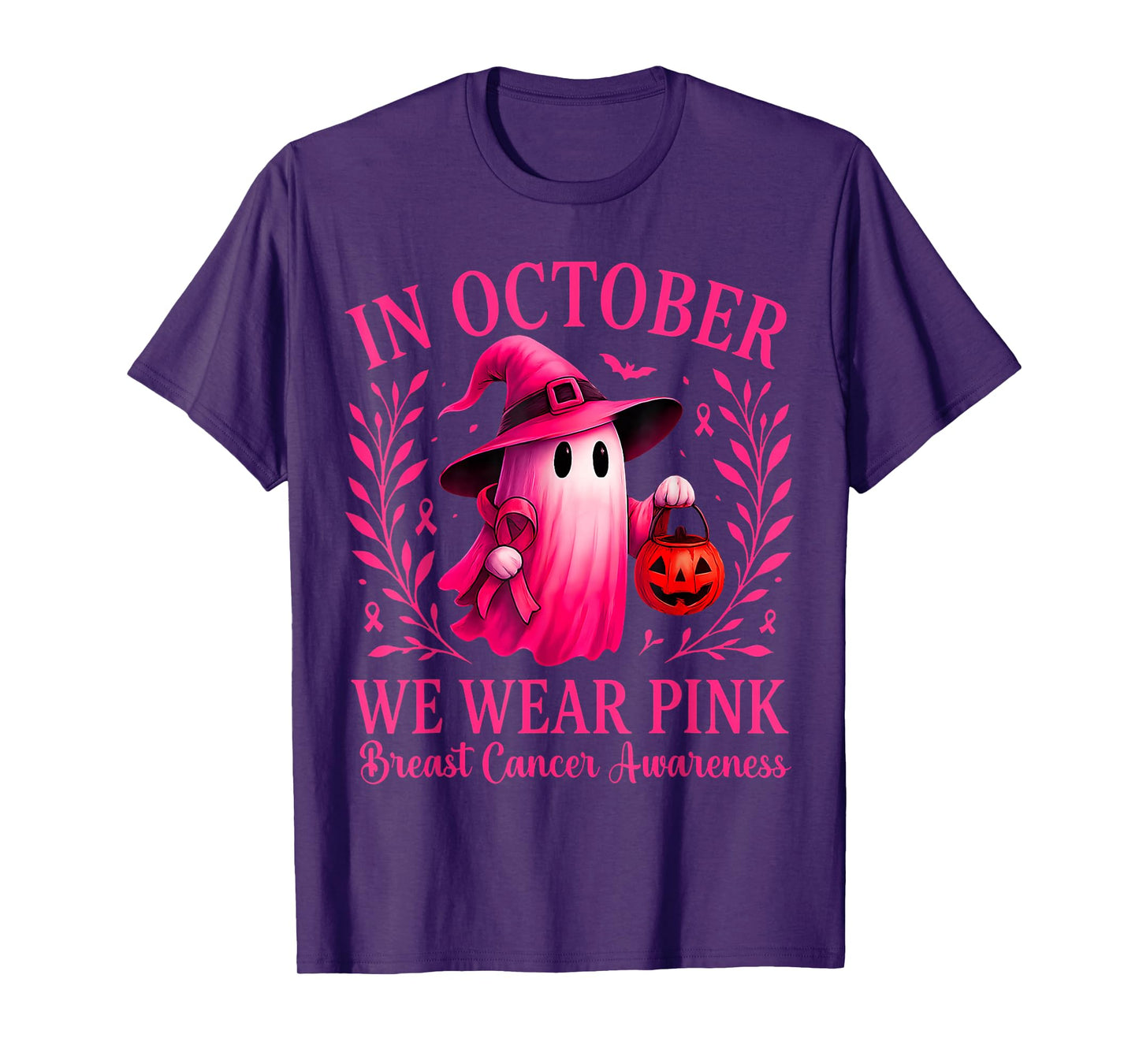 Breast Cancer Women Halloween in October We Wear Pink T-Shirt