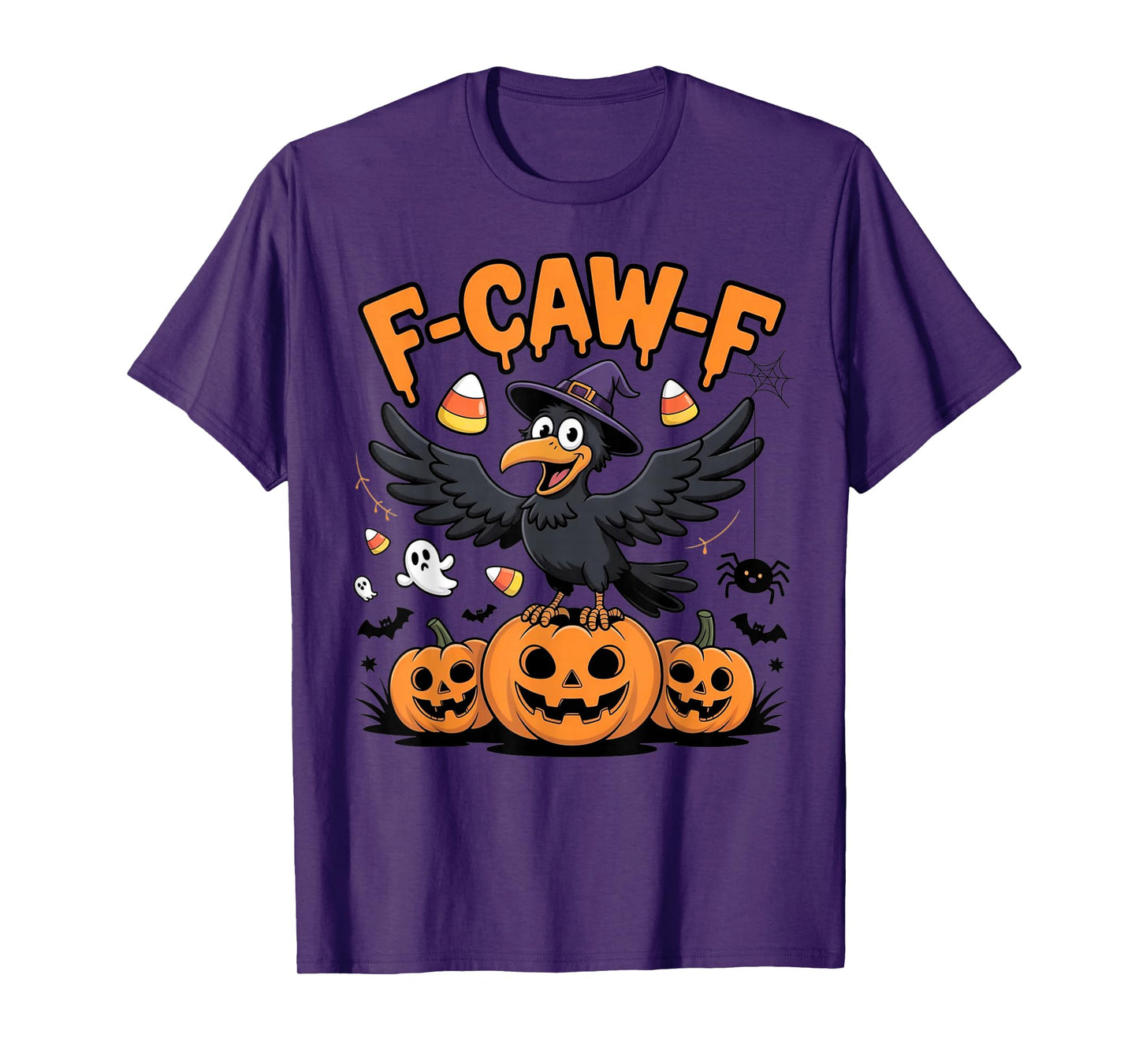 F-CAW-F Cute Crow Black Bird Lover Pumpkin Funny Halloween T-Shirt