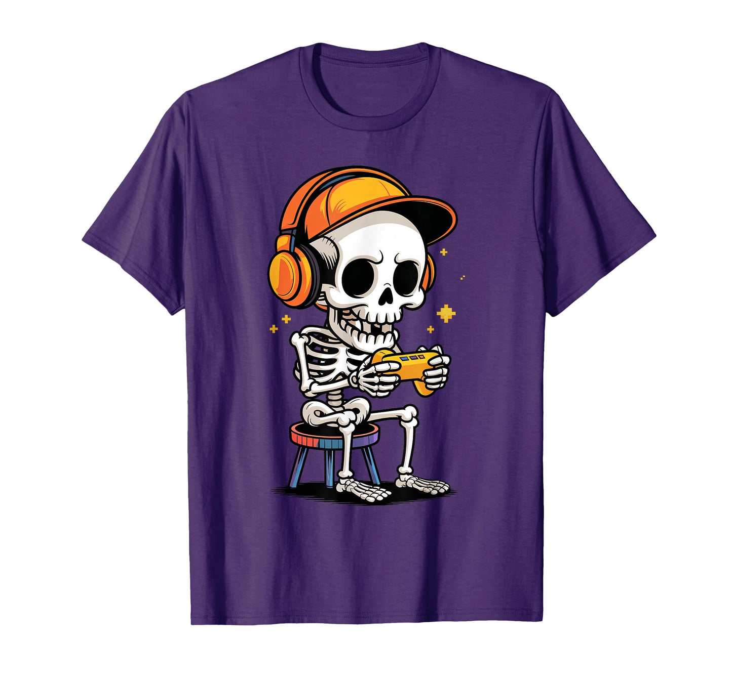 Funny Skeleton Gamer Halloween Playing Video Games Toddler T-Shirt