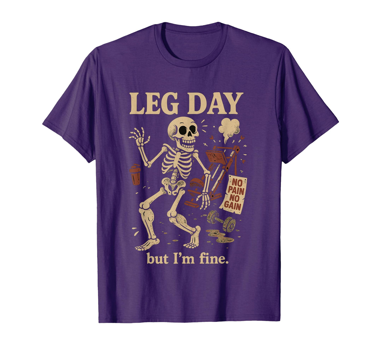Skeleton Leg Day Workout Design with No Pain, No T-Shirt