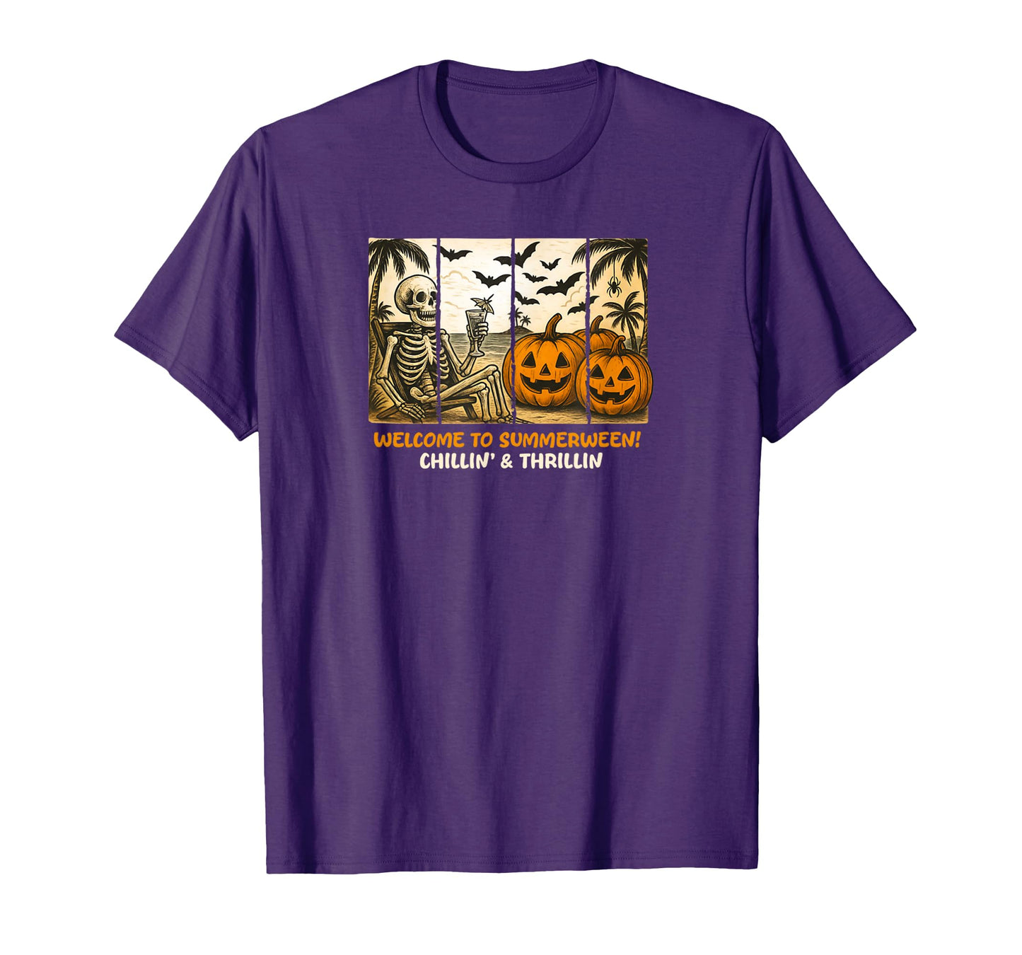 Welcome to Summerween Chillin' Thrillin Halloween Skeleton T-Shirt
