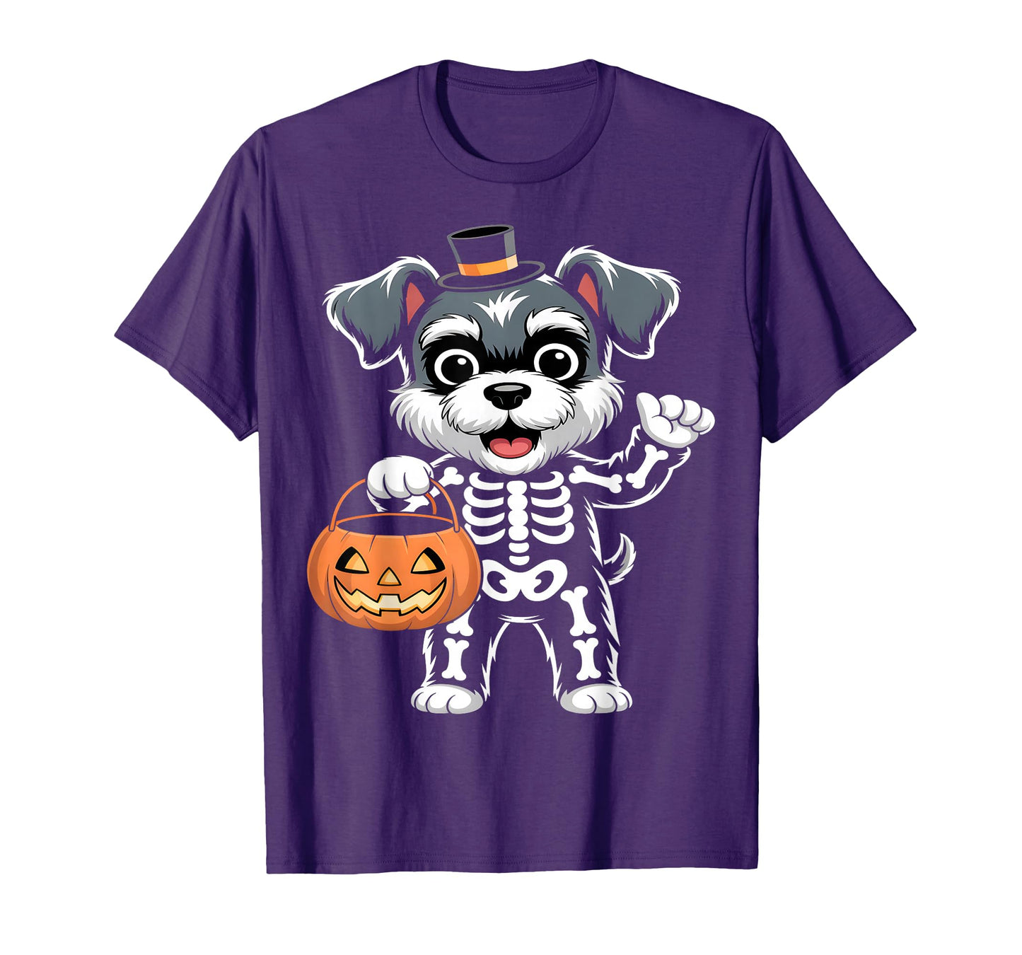 Schnauzer Skeleton Halloween Pumpkin T-Shirt