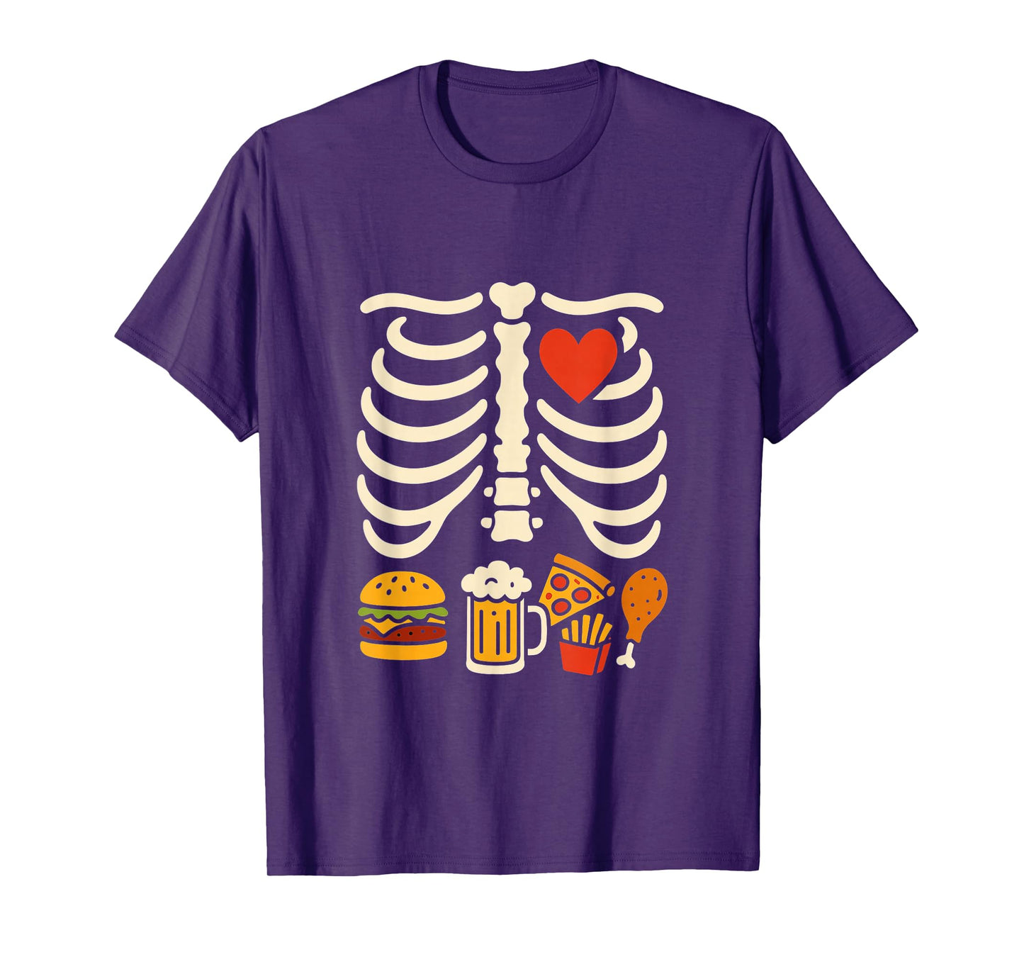 Beer Belly Skeleton Food Pregnancy Funny Halloween Dad T-Shirt
