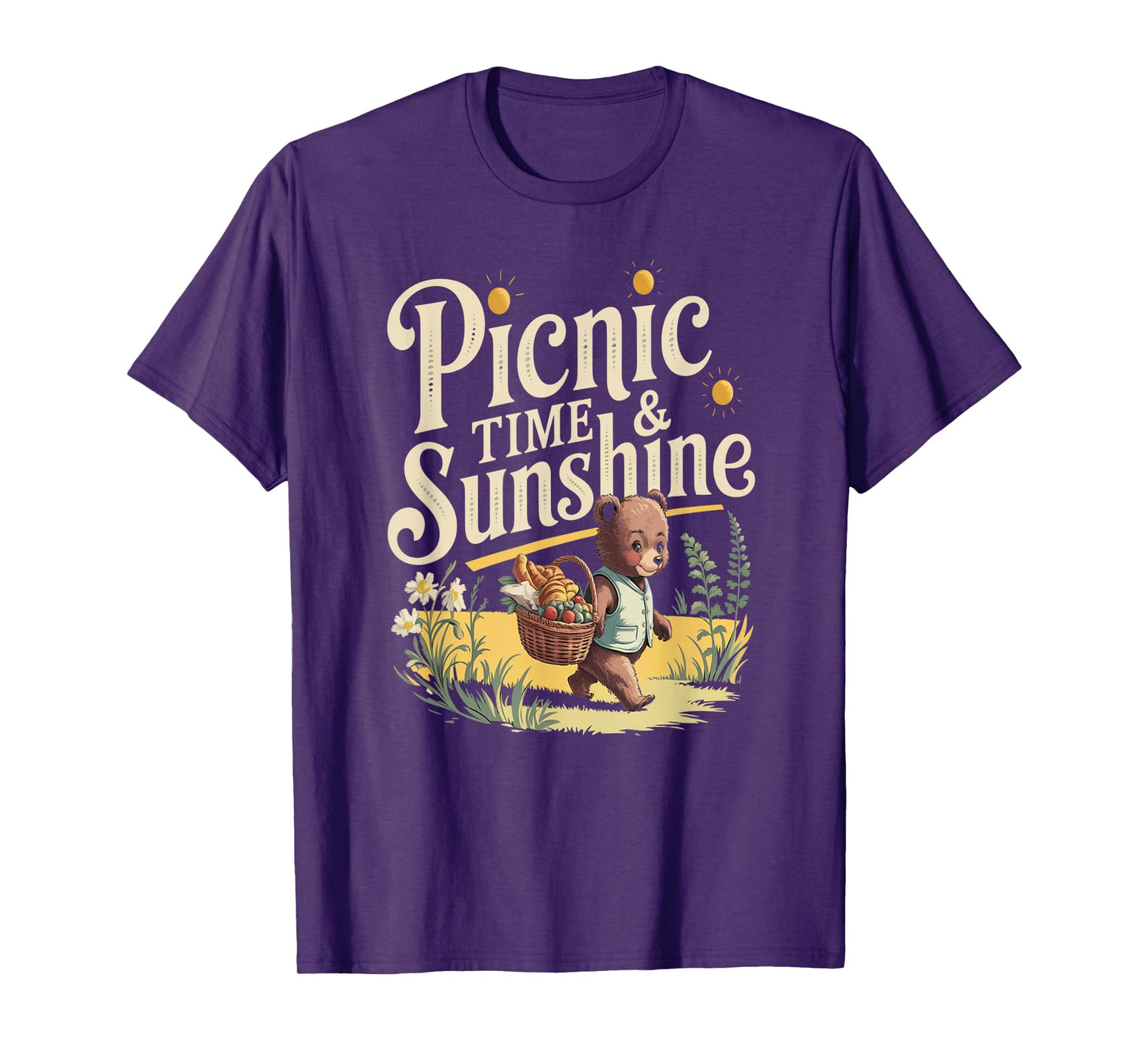 Picnic Time Sunshine Bear Summer Nature Vibes T-Shirt