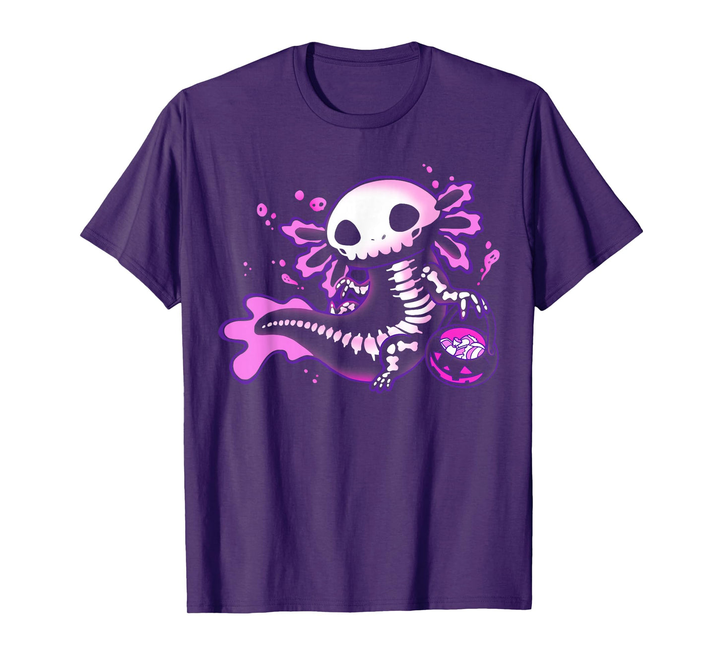 Cute Axolotl Halloween Skeleton Pumpkin Trick or Treat T-Shirt
