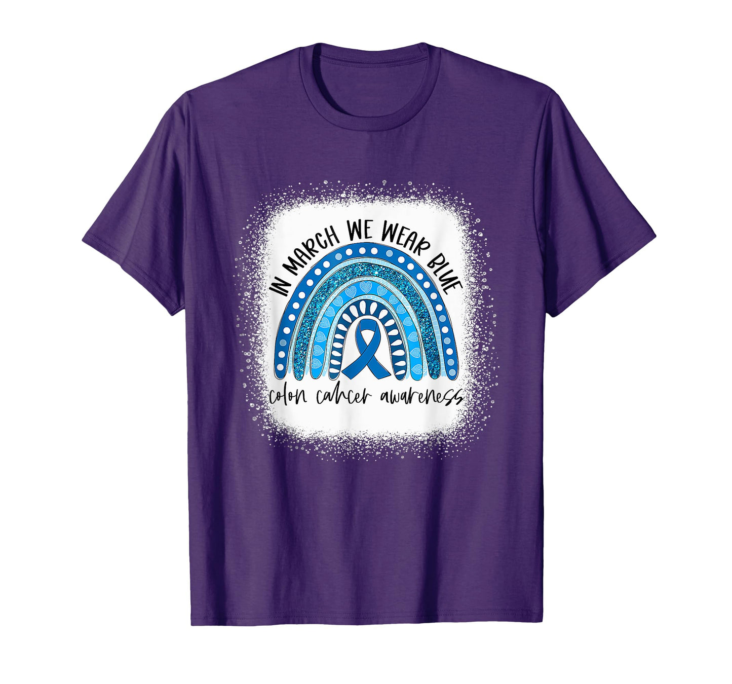 Rainbow In March We Wear Blue Colon Cancer Awareness Month T-Shirt
