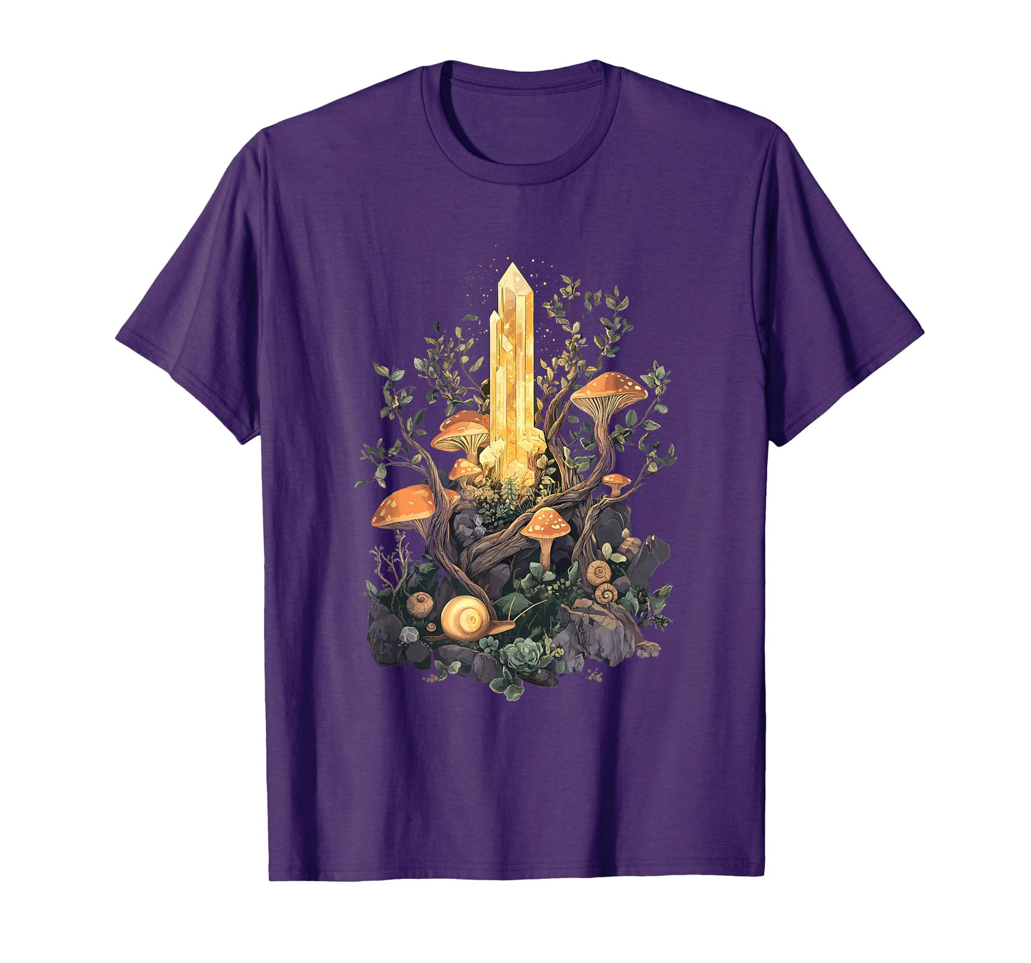 Crystal with Forest Mushrooms and Snails - Goblincore T-Shirt