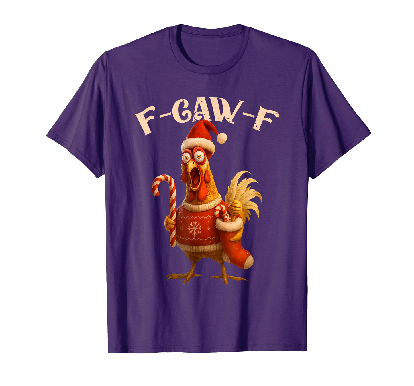 Merry F-Caw-F Chicken Rooster Xmas Christmas Pajamas Holiday T-Shirt