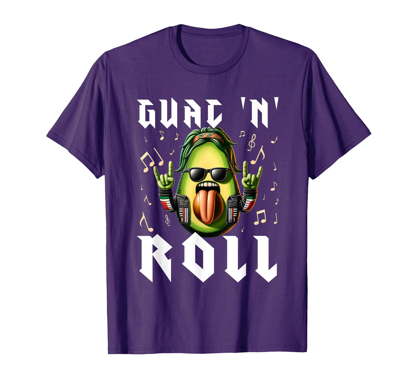 Guac 'N' Roll Rocker Cinco de Mayo Vegan Guacamole Avocado T-Shirt