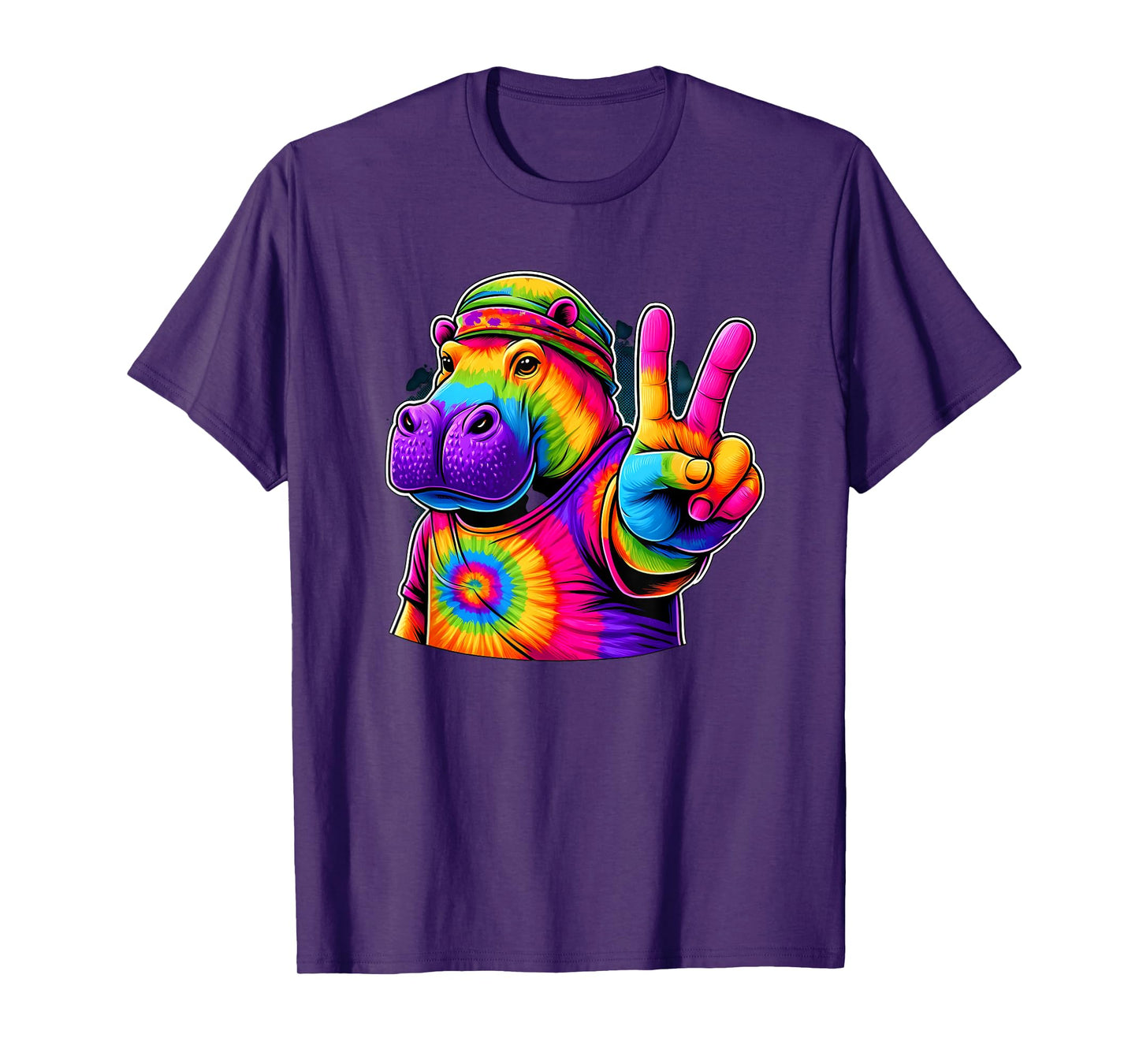 Peace Sign Tie Dye Hippo T-Shirt