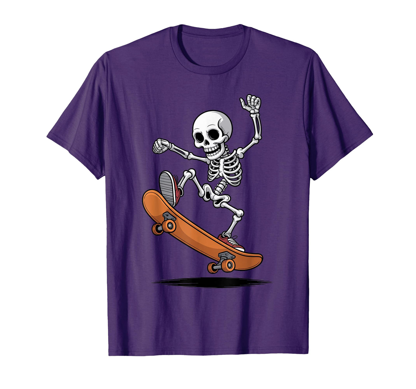 Skeleton Skateboarding Kids Halloween Costume Trick or Treat T-Shirt