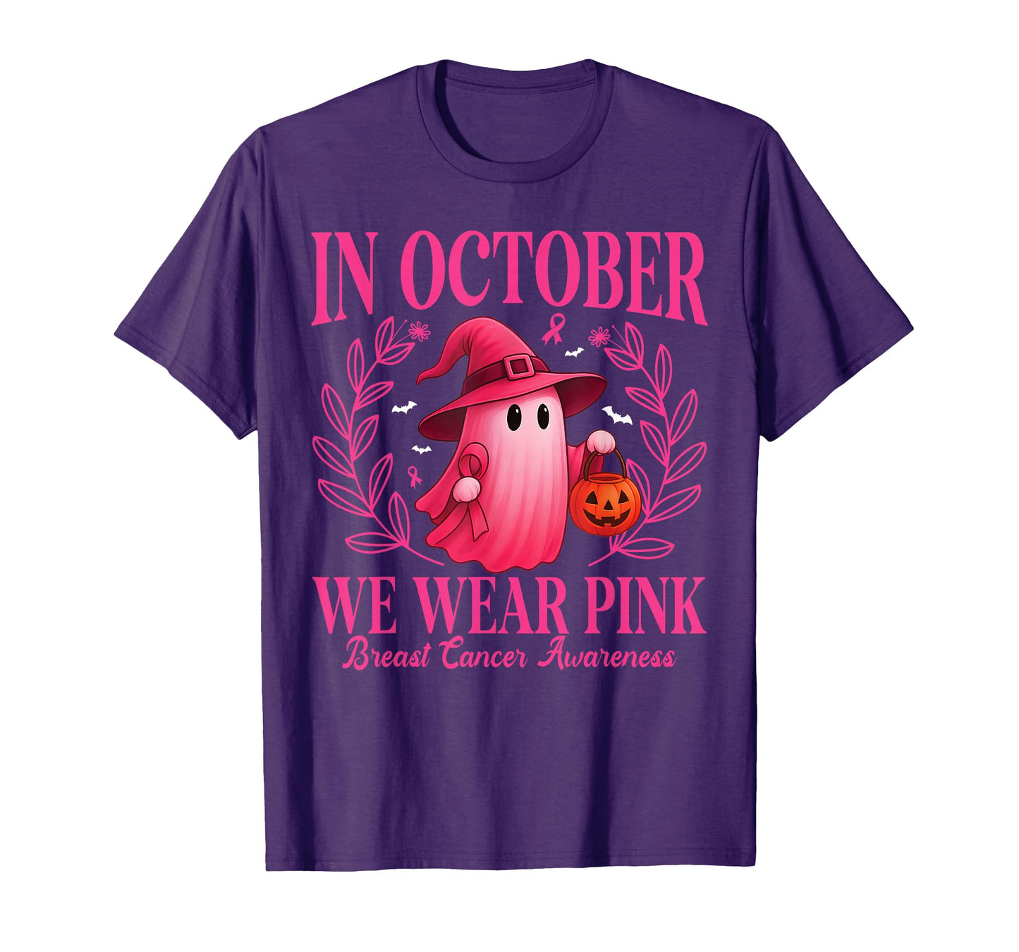 Breast Cancer Women Halloween in October We Wear Pink T-Shirt