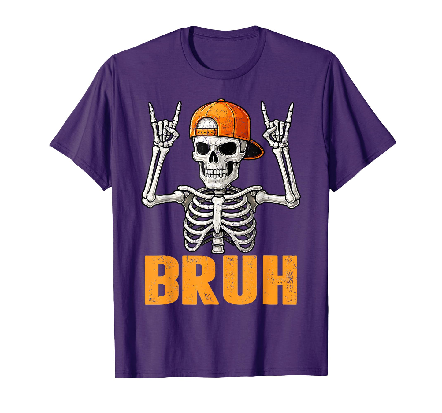 Bruh Punk Rock Skeleton Cool Rocker Halloween Men Boys Kids T-Shirt