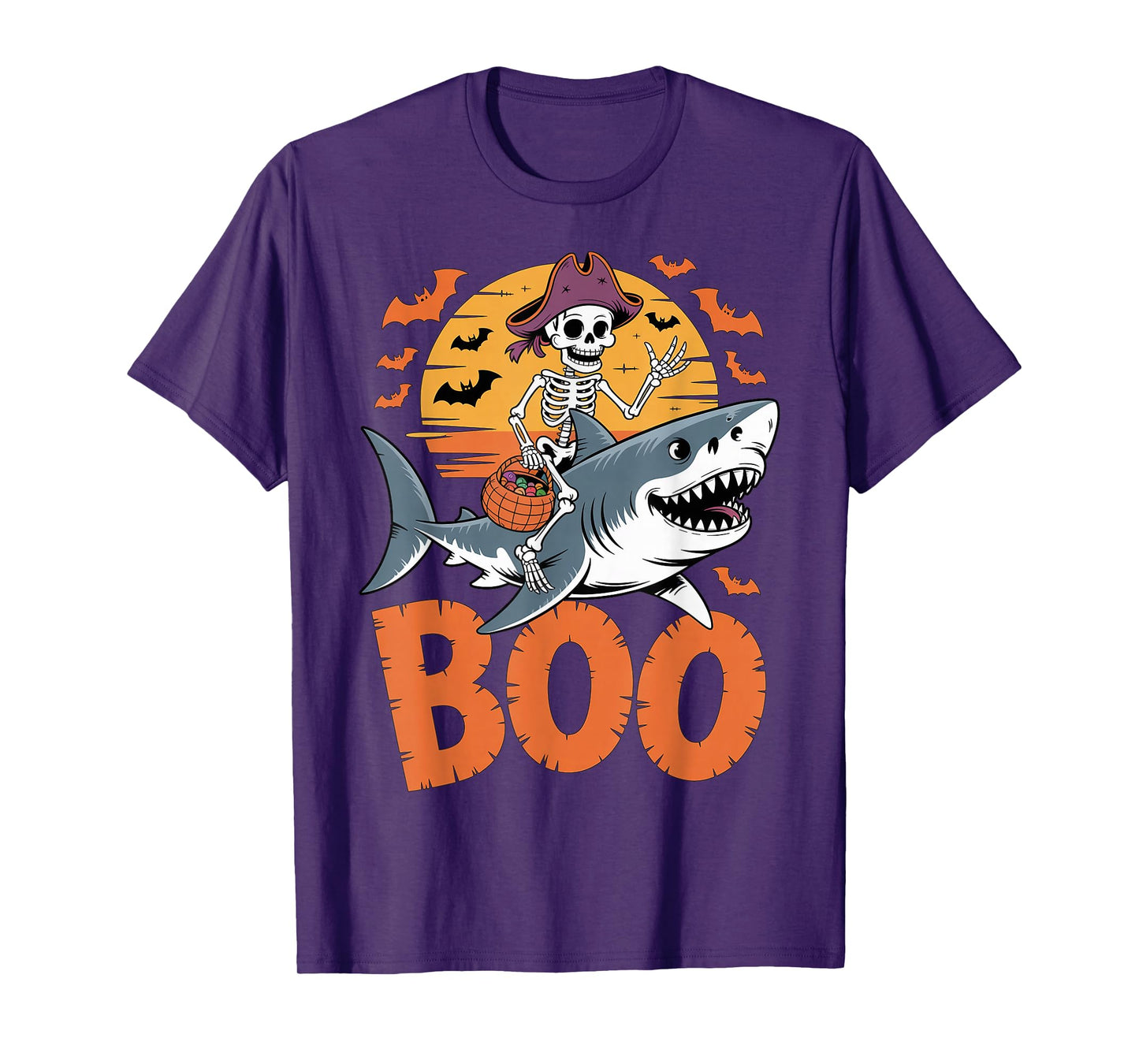 Spooky Shark Costume on Boo Great White Shark Halloween T-Shirt