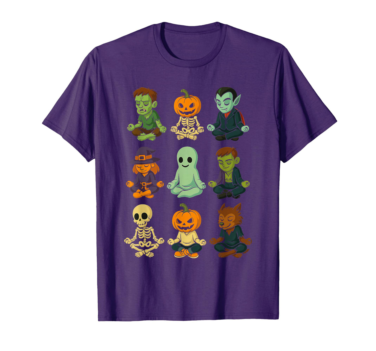 Halloween Spooky Yoga Meditation Monsters Skeleton Funny T-Shirt