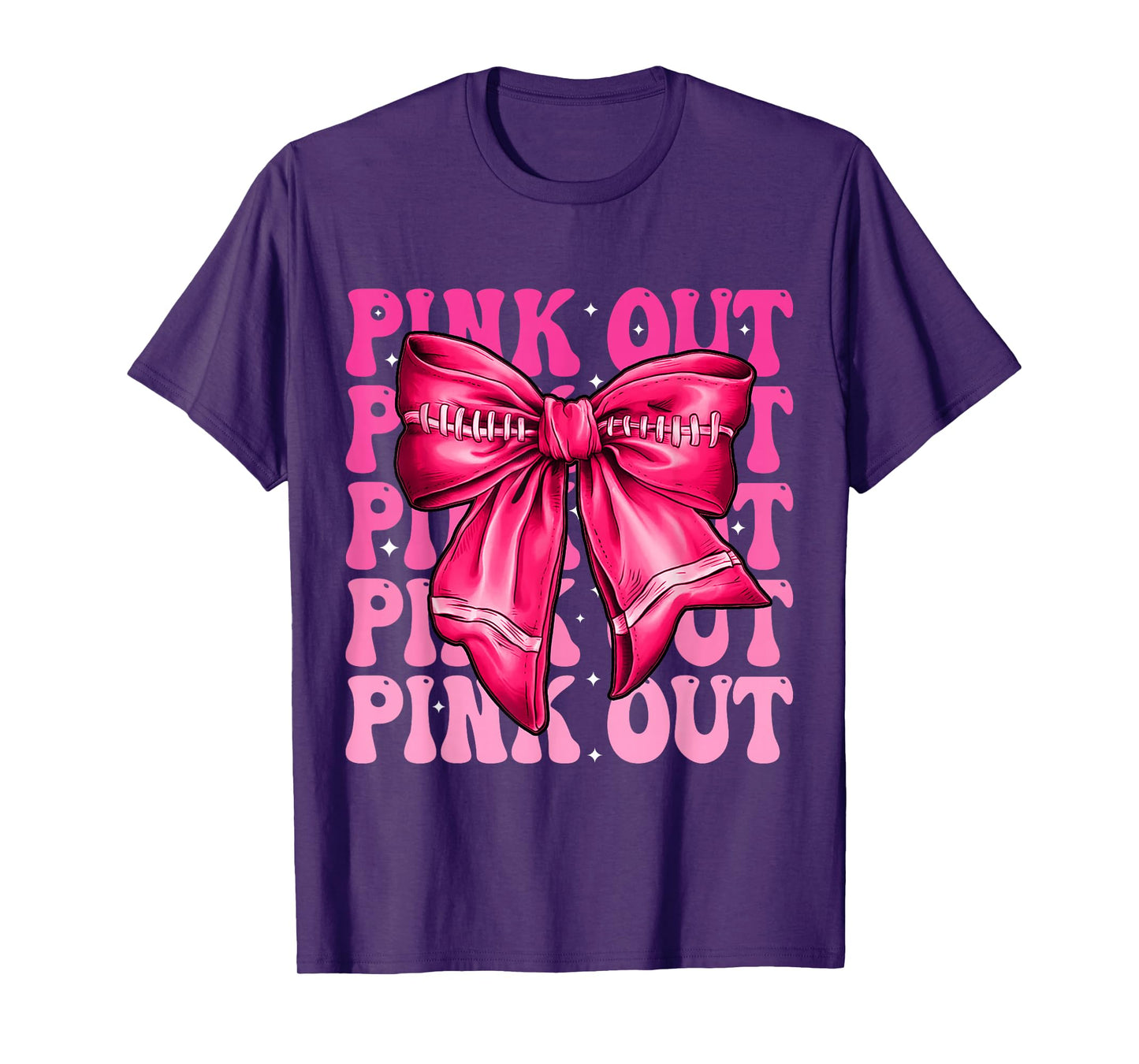 Pink Out Breast Cancer Football Coquette Bow Mom Girls Women T-Shirt