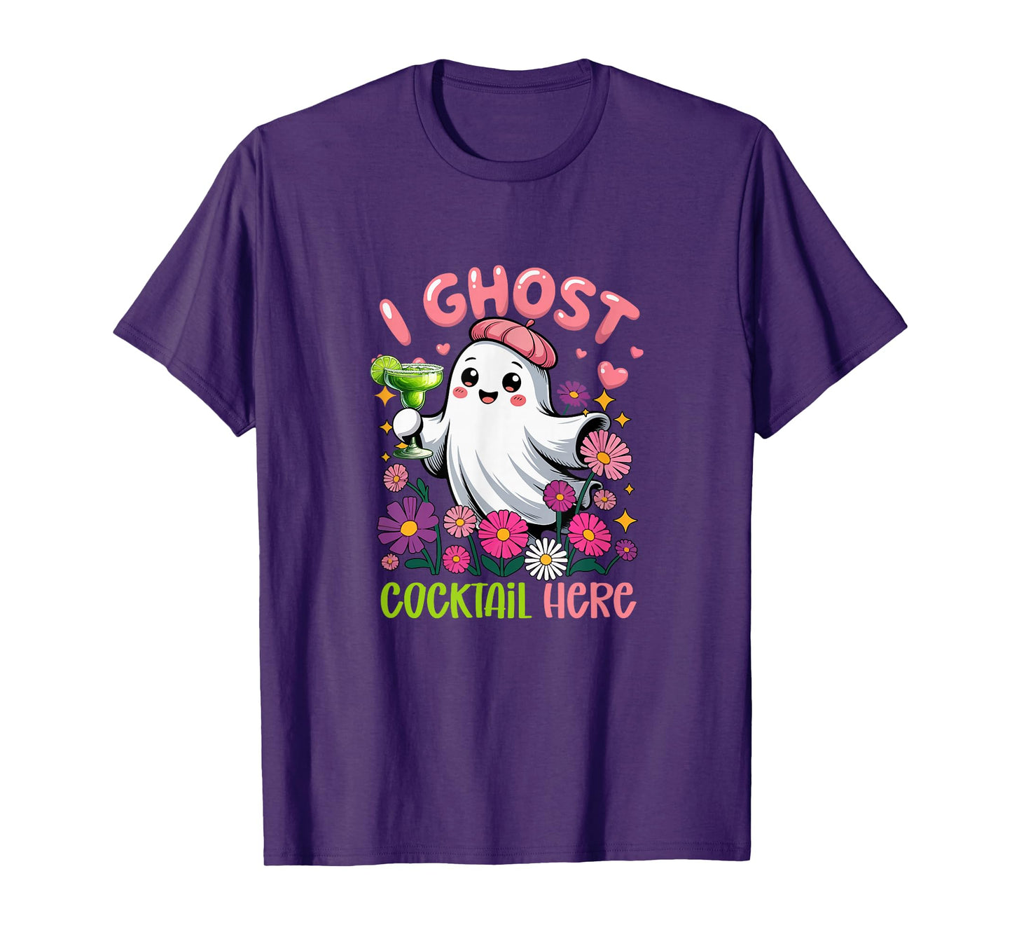 I Ghost Cocktail Here Halloween Floral Boo Drinking Cocktail T-Shirt