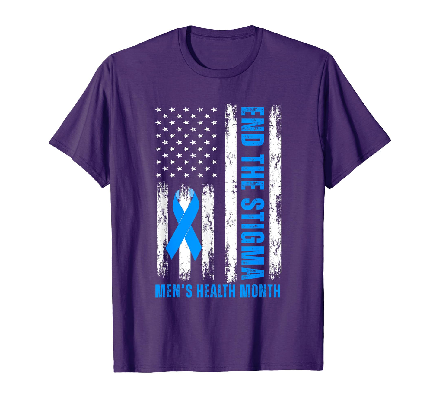 End The Stigma USA Flag Men’s Health Month Awareness Ribbon T-Shirt