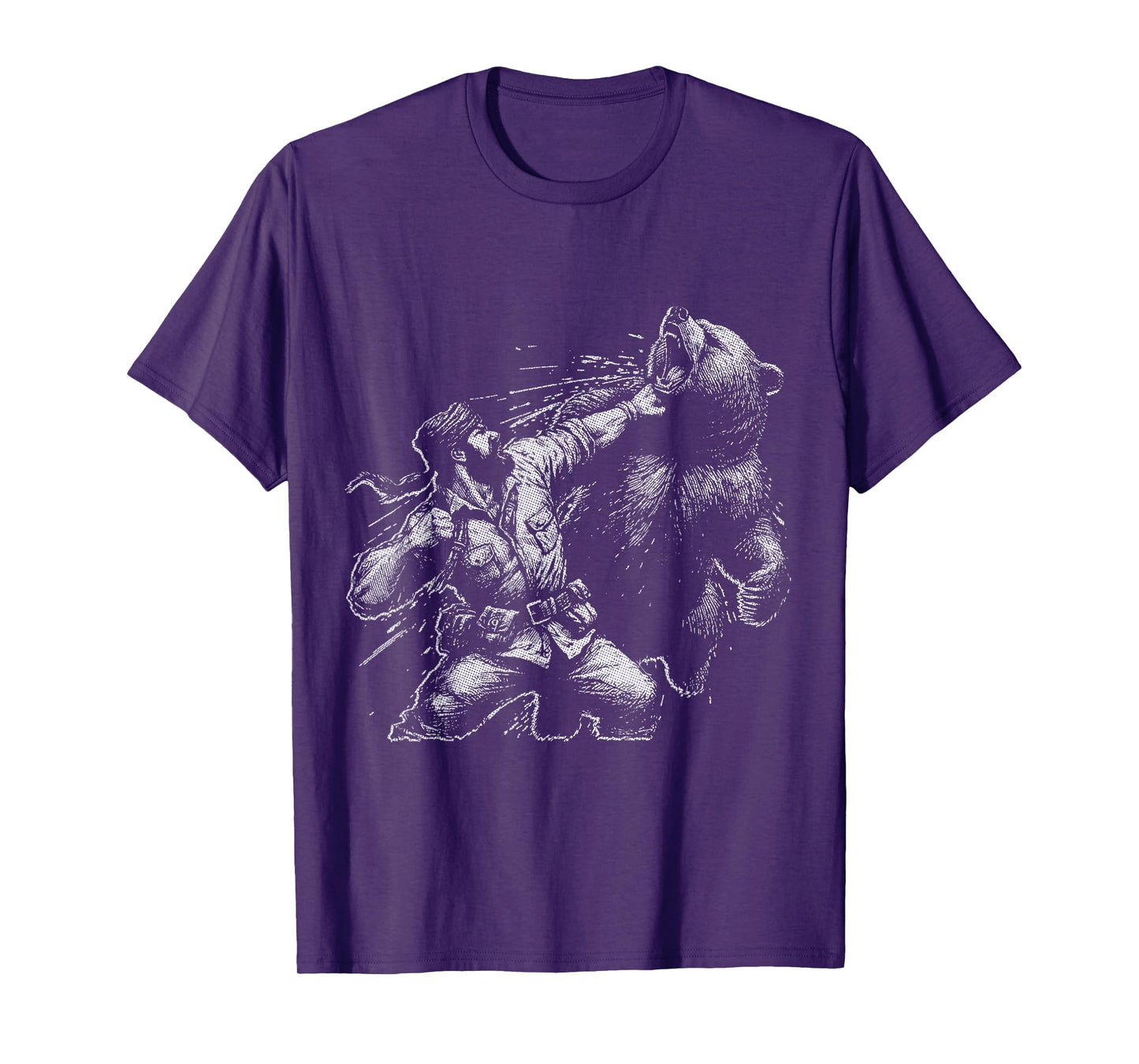 Bear Funny Man Punching Bear Retro Vintage Hunting Camping T-Shirt