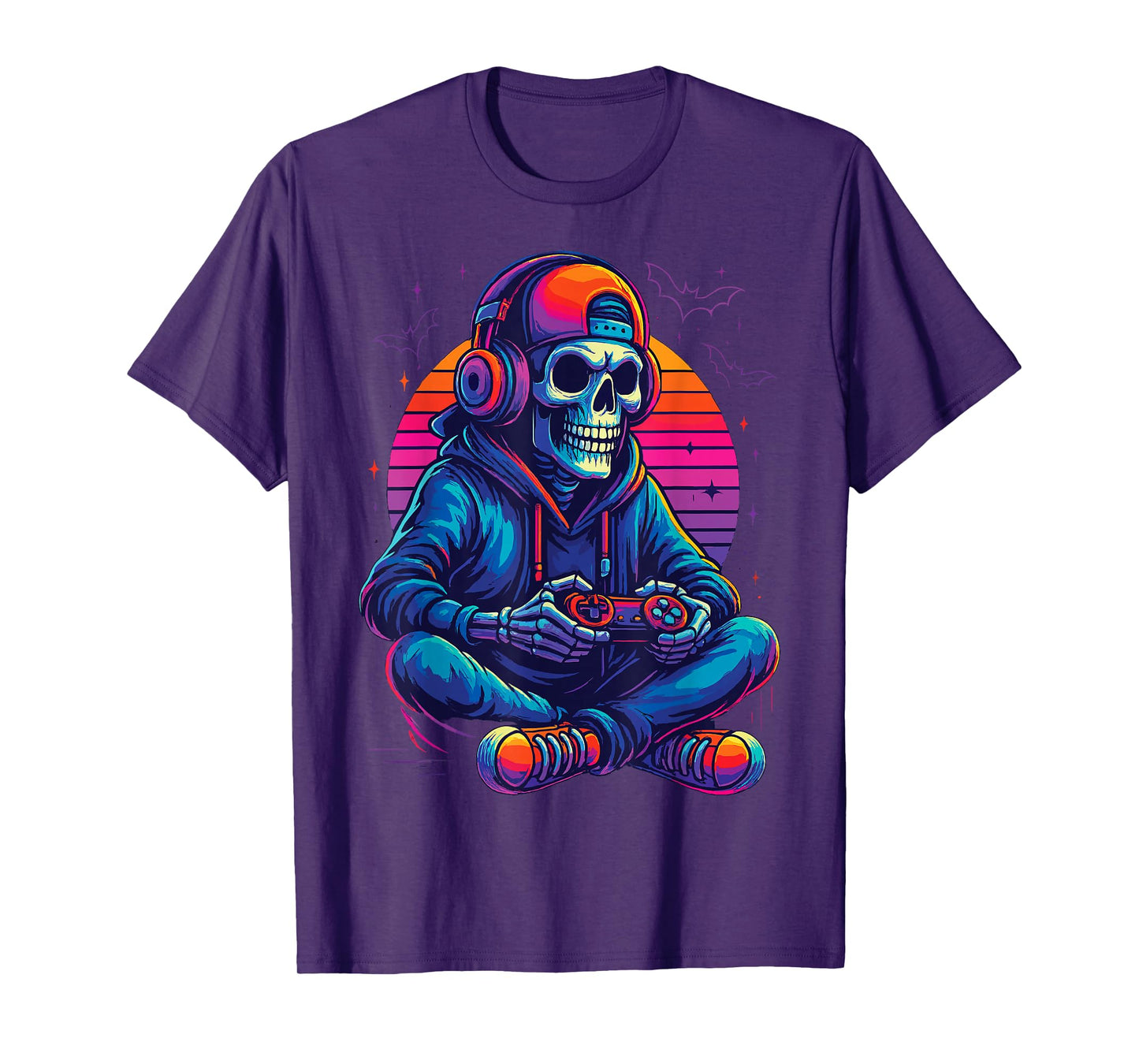 Halloween Skeleton Gamer Funny Video Gaming Tee T-Shirt