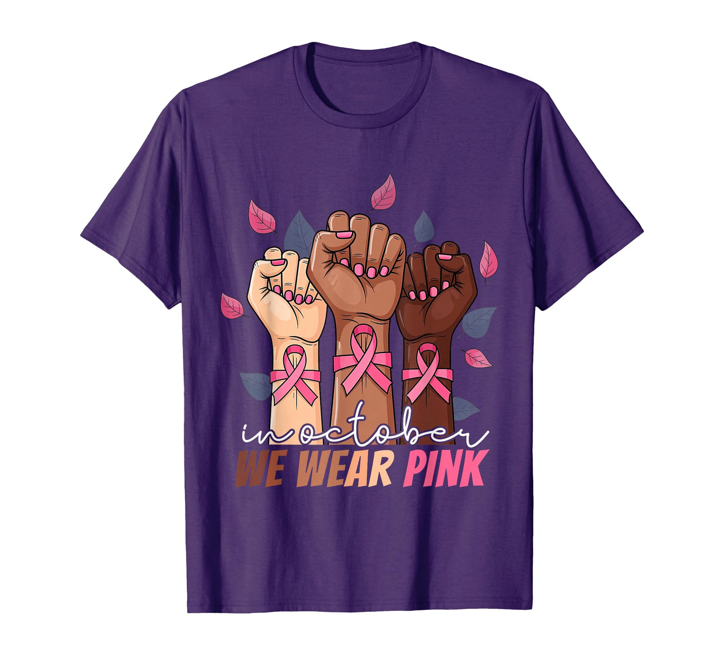 In October We Wear Pink Breast Cancer Awareness Black Women T-Shirt