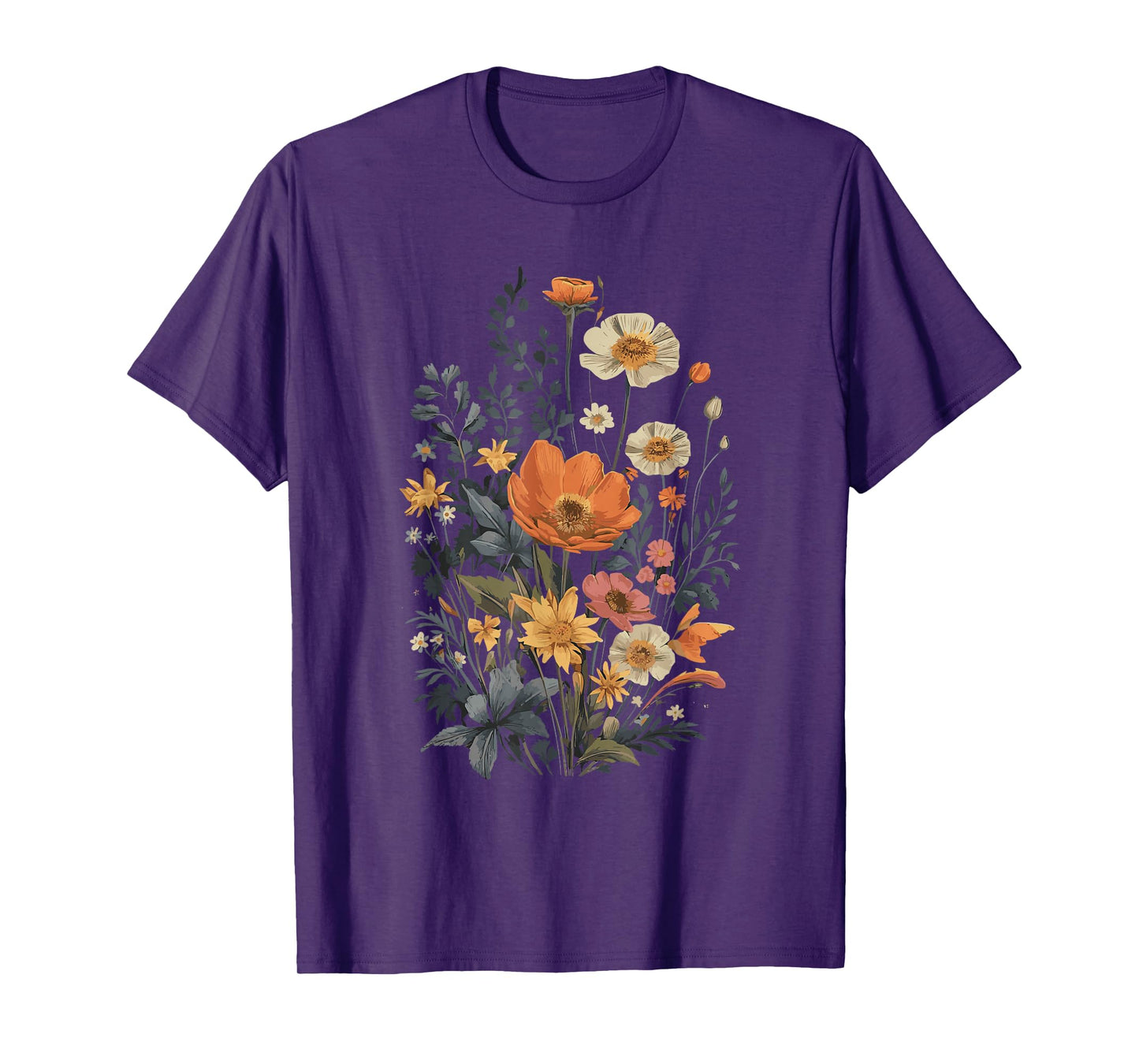 Vintage Flowers Floral Pressed Flower T-Shirt