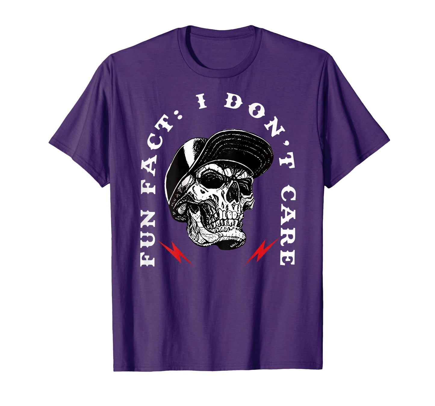 Fun Fact I Don't Care Funny Skeleton Sarcastic (ON Back) T-Shirt