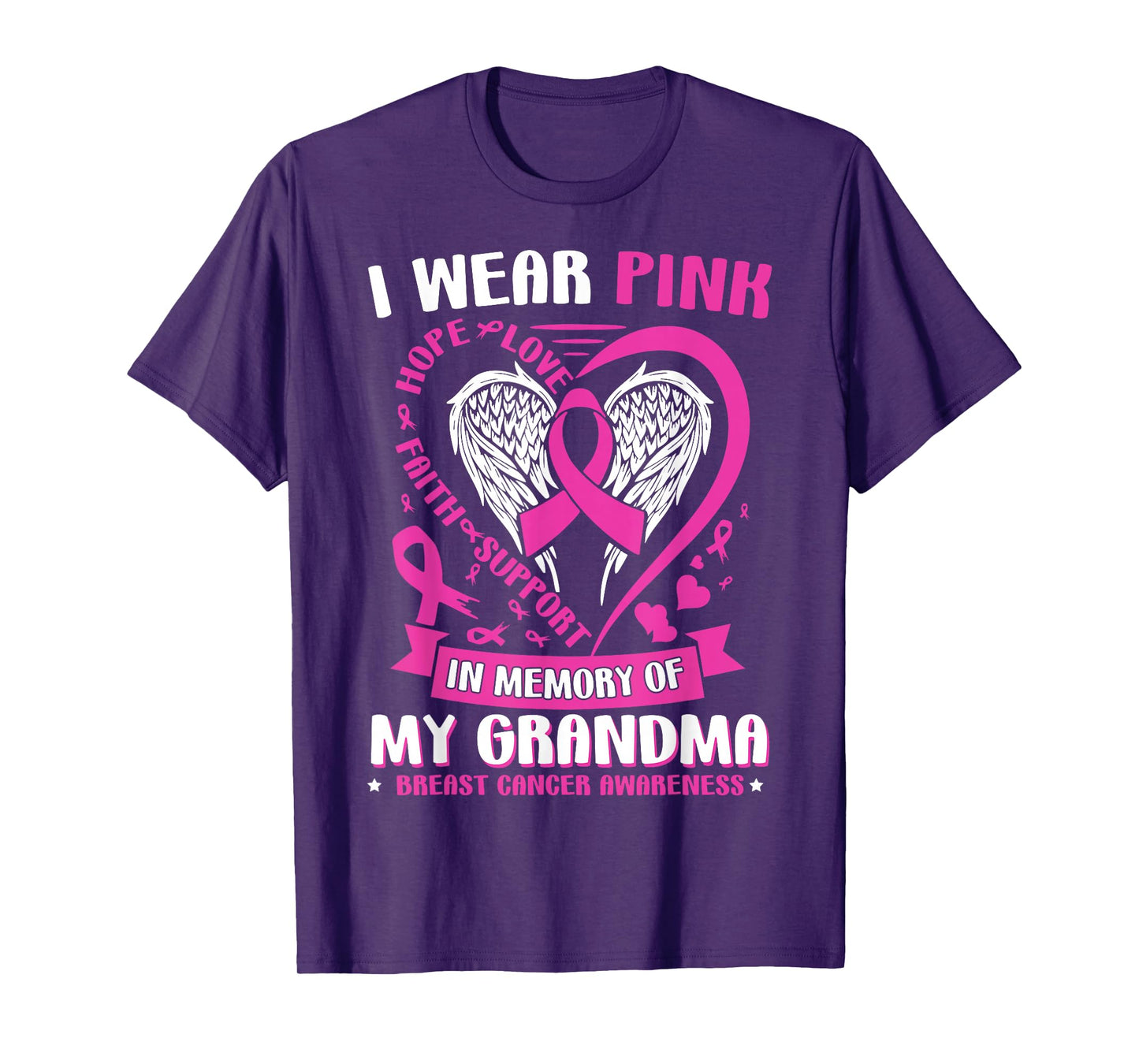 I Wear Pink in Memory of My Grandma Breast Cancer Awareness T-Shirt