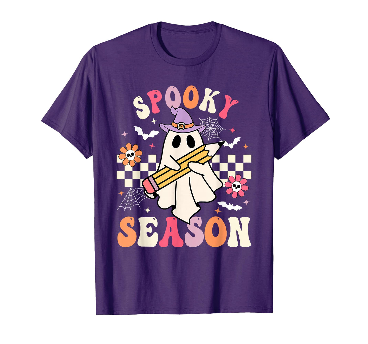 Spooky Season Retro Happy Halloween Ghost Women Toddler Girl T-Shirt